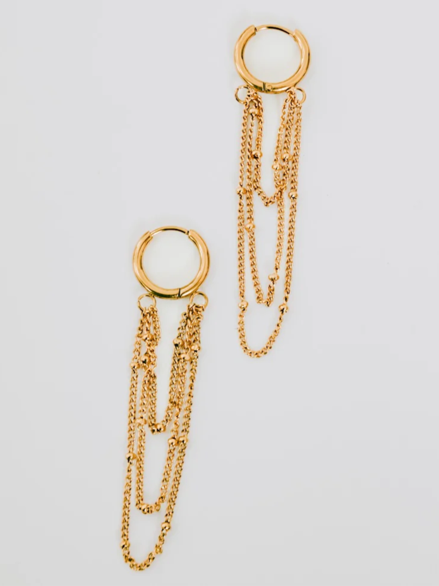 Chain Drop Huggie Hoop Earrings - The Collective Rose
