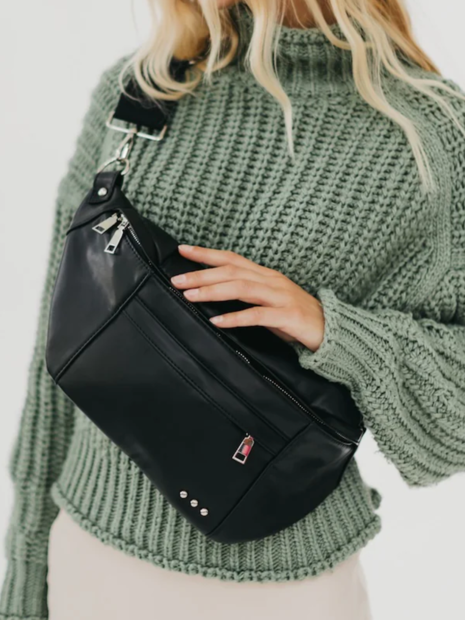 Marley Oversized Bum Bag - Black - The Collective Rose