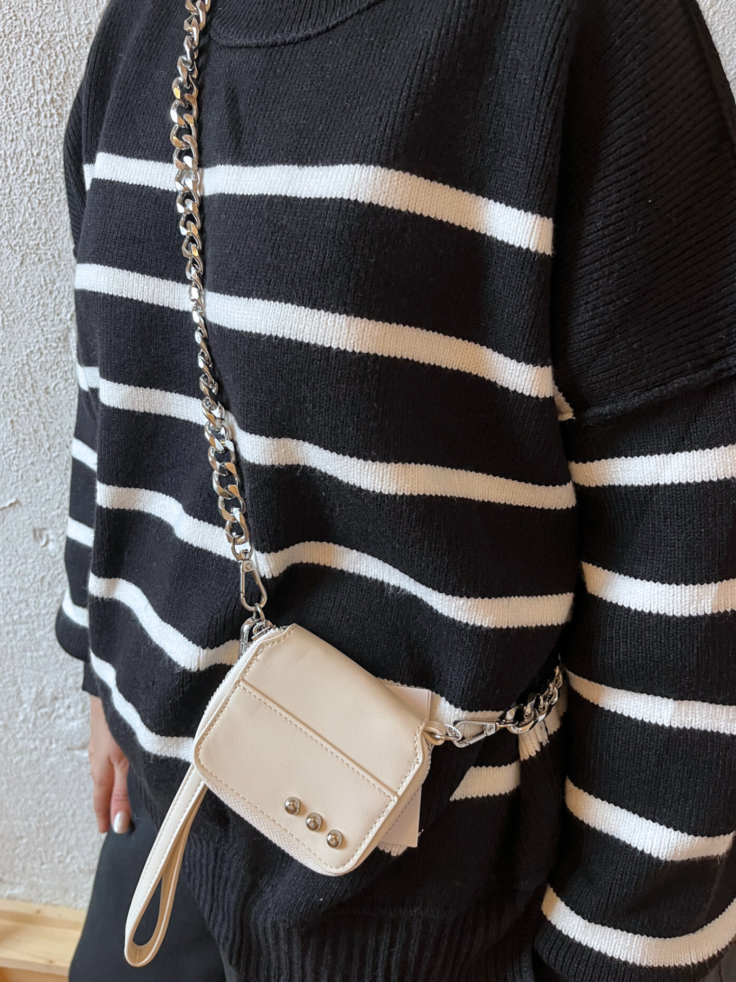 Winnie Wallet Chain Bag - Cream Silver - The Collective Rose