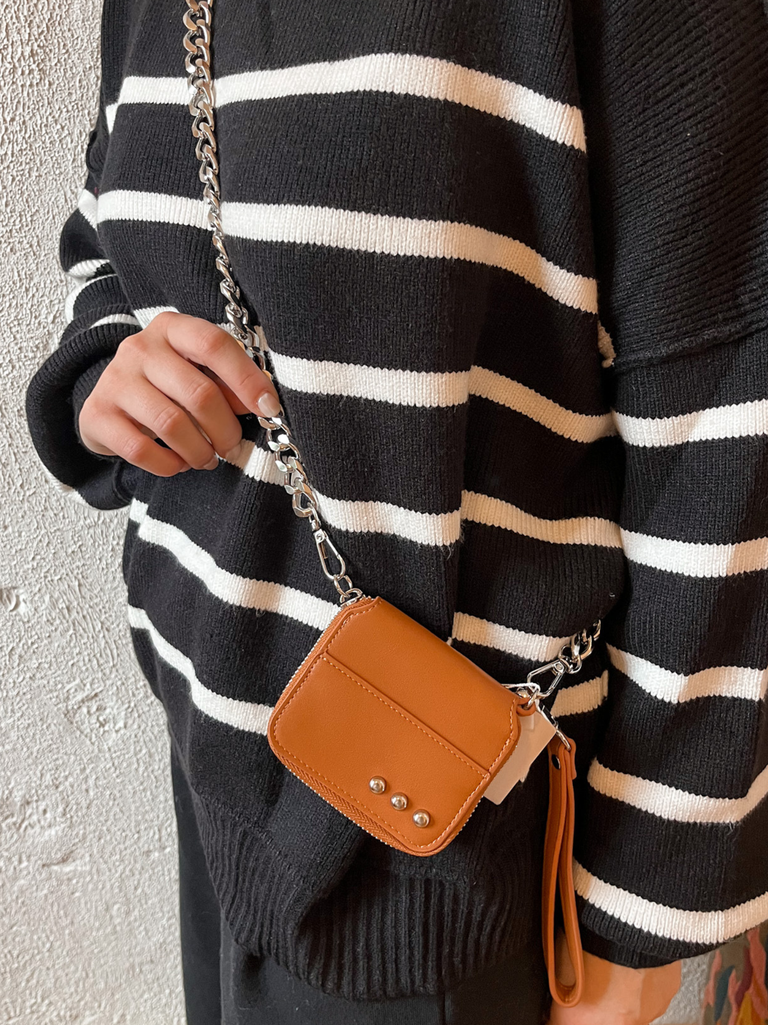 Winnie Wallet Chain Bag - Camel Silver - The Collective Rose