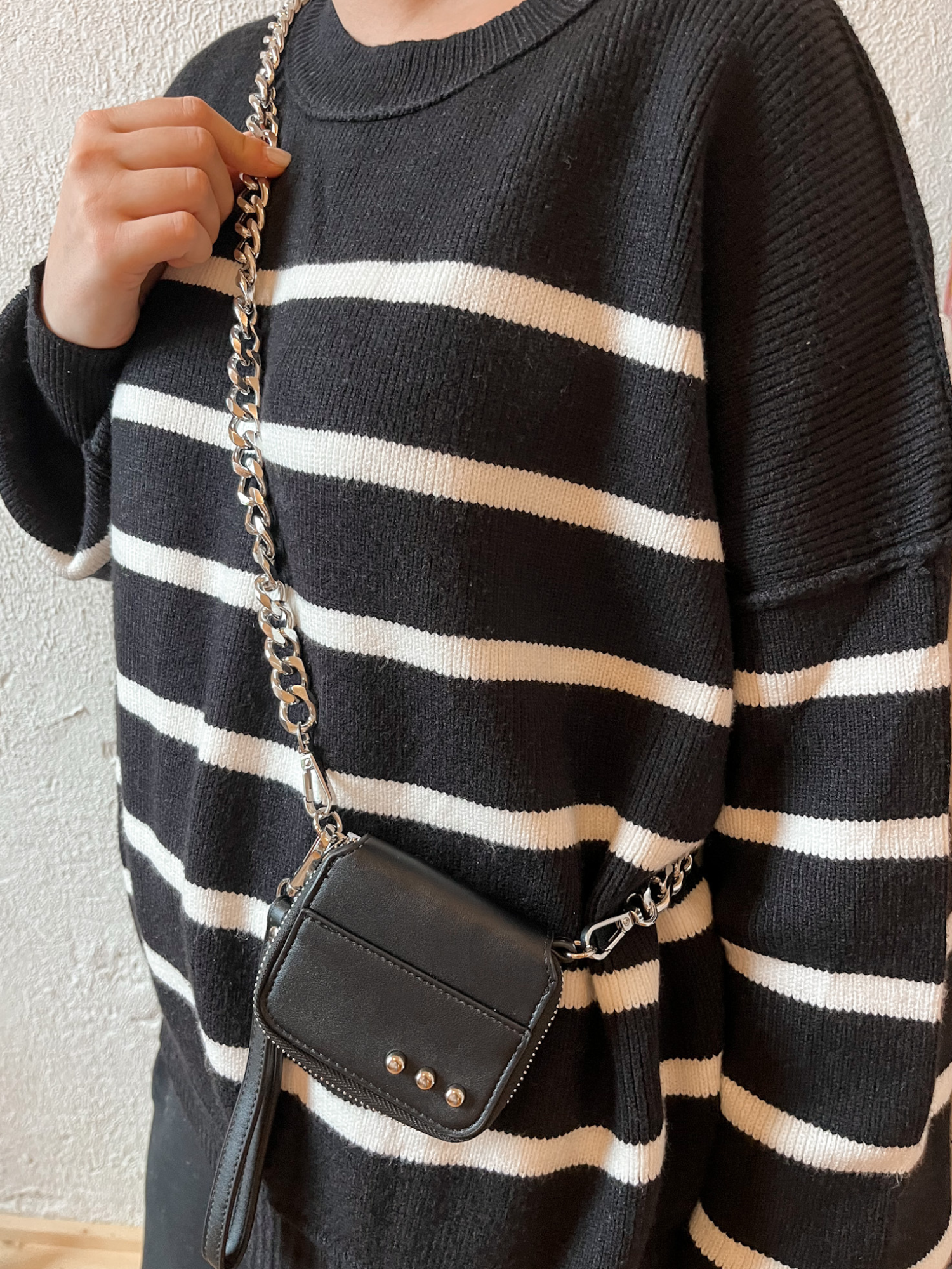 Winnie Wallet Chain Bag - Black Silver - The Collective Rose