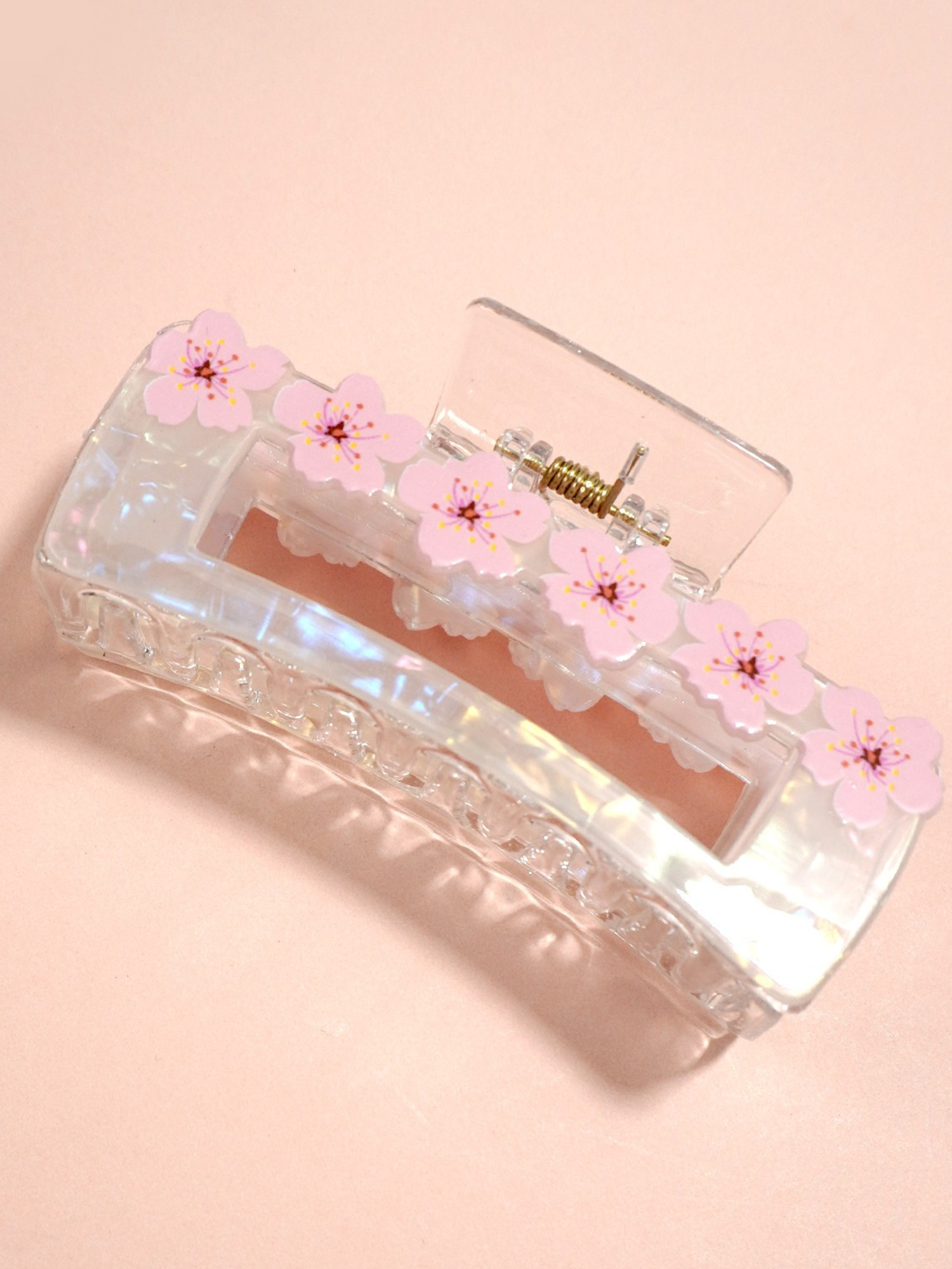 Floral Rectangle Hair Claw Clip - The Collective Rose