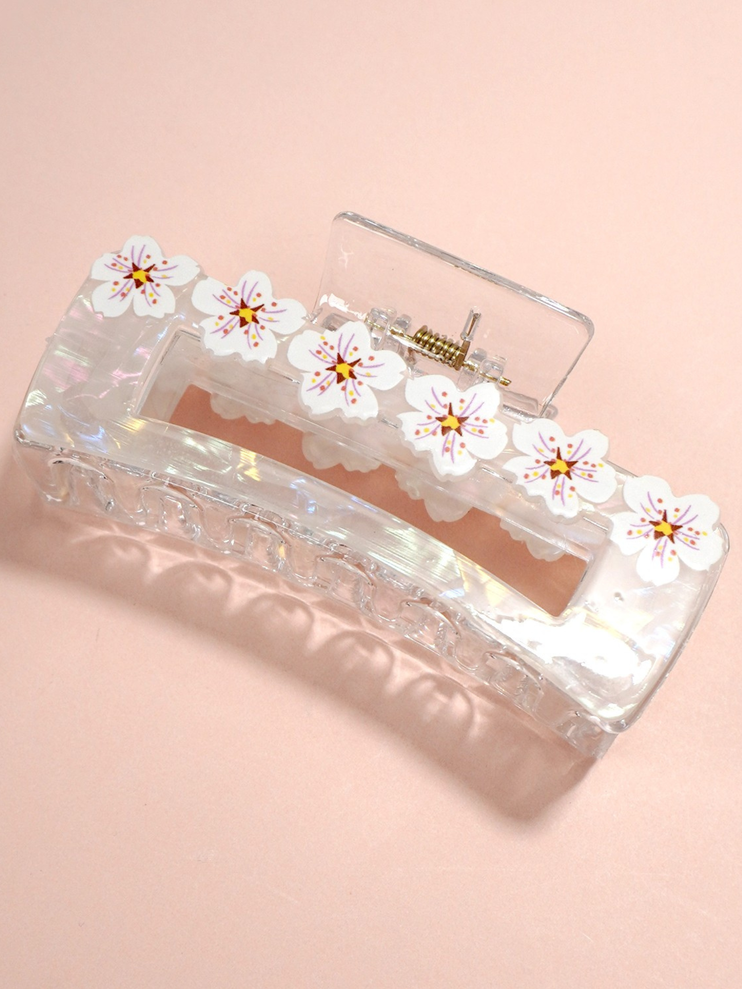 Floral Rectangle Hair Claw Clip - The Collective Rose