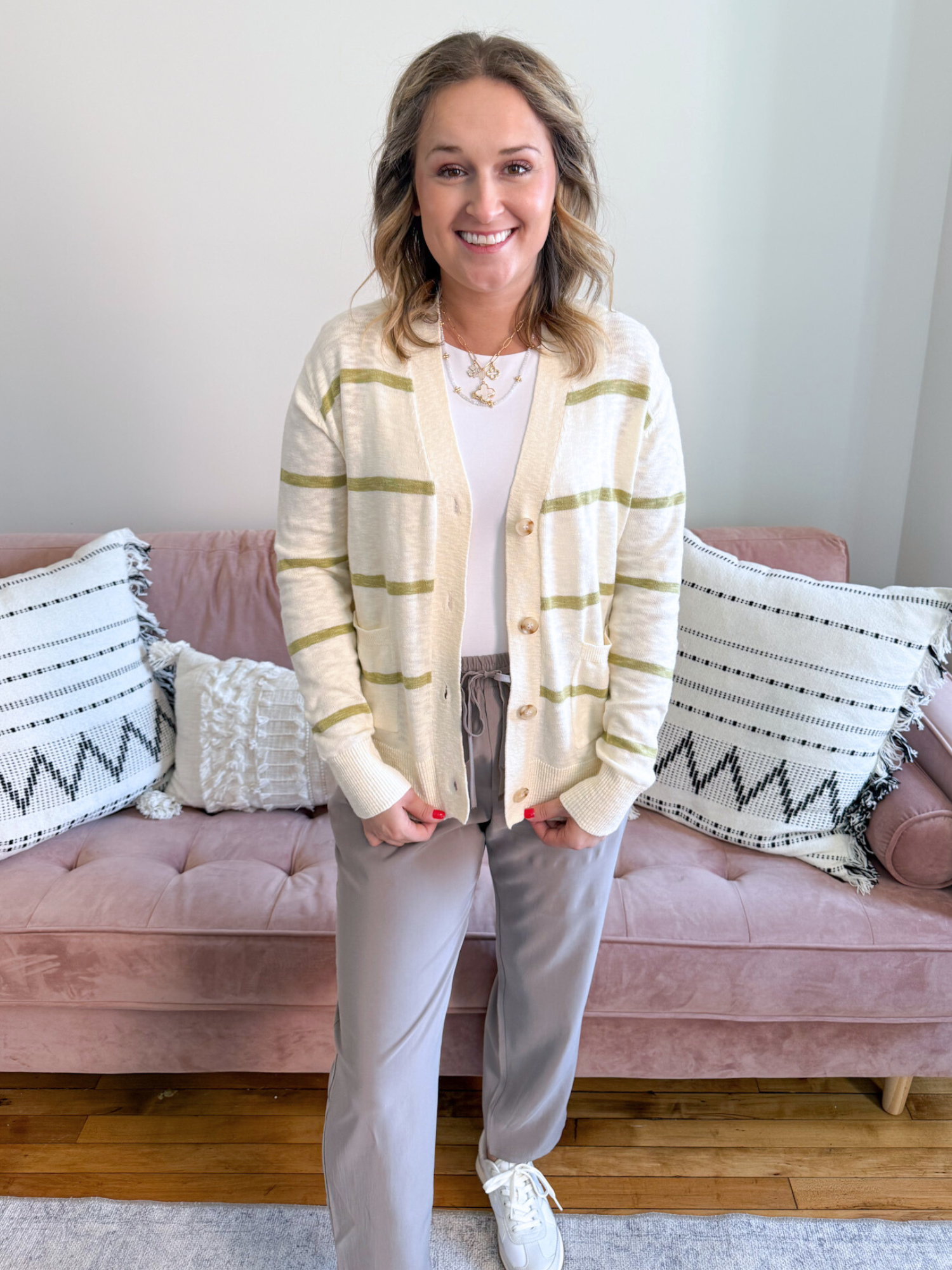 Matcha Striped Cardigan - The Collective Rose