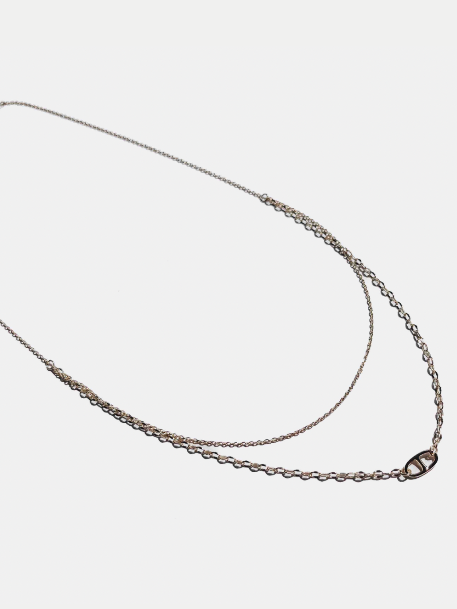 Parker Oval Pendant Layered Necklace - Silver - The Collective Rose
