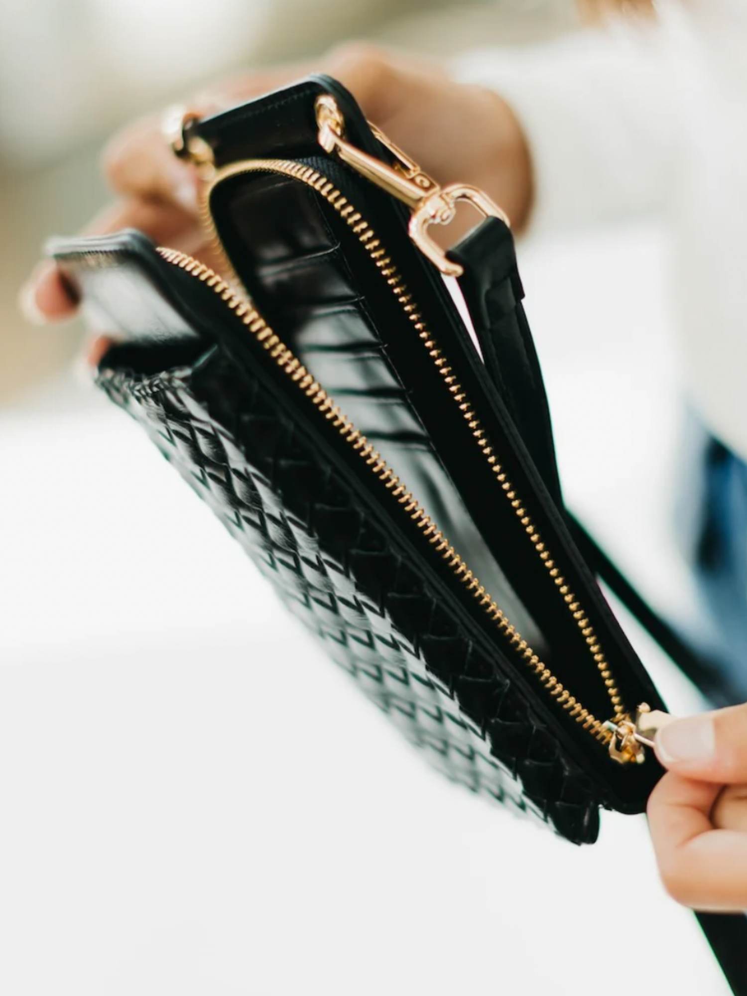 Double Duty Woven Phone Bag - Black - The Collective Rose