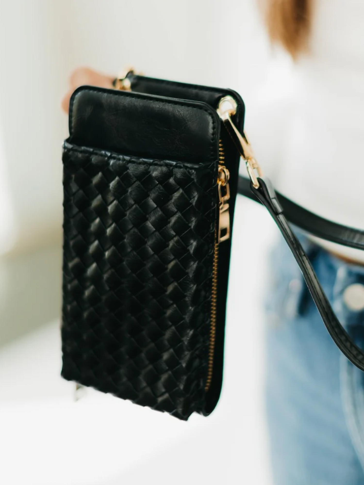 Double Duty Woven Phone Bag - Black - The Collective Rose