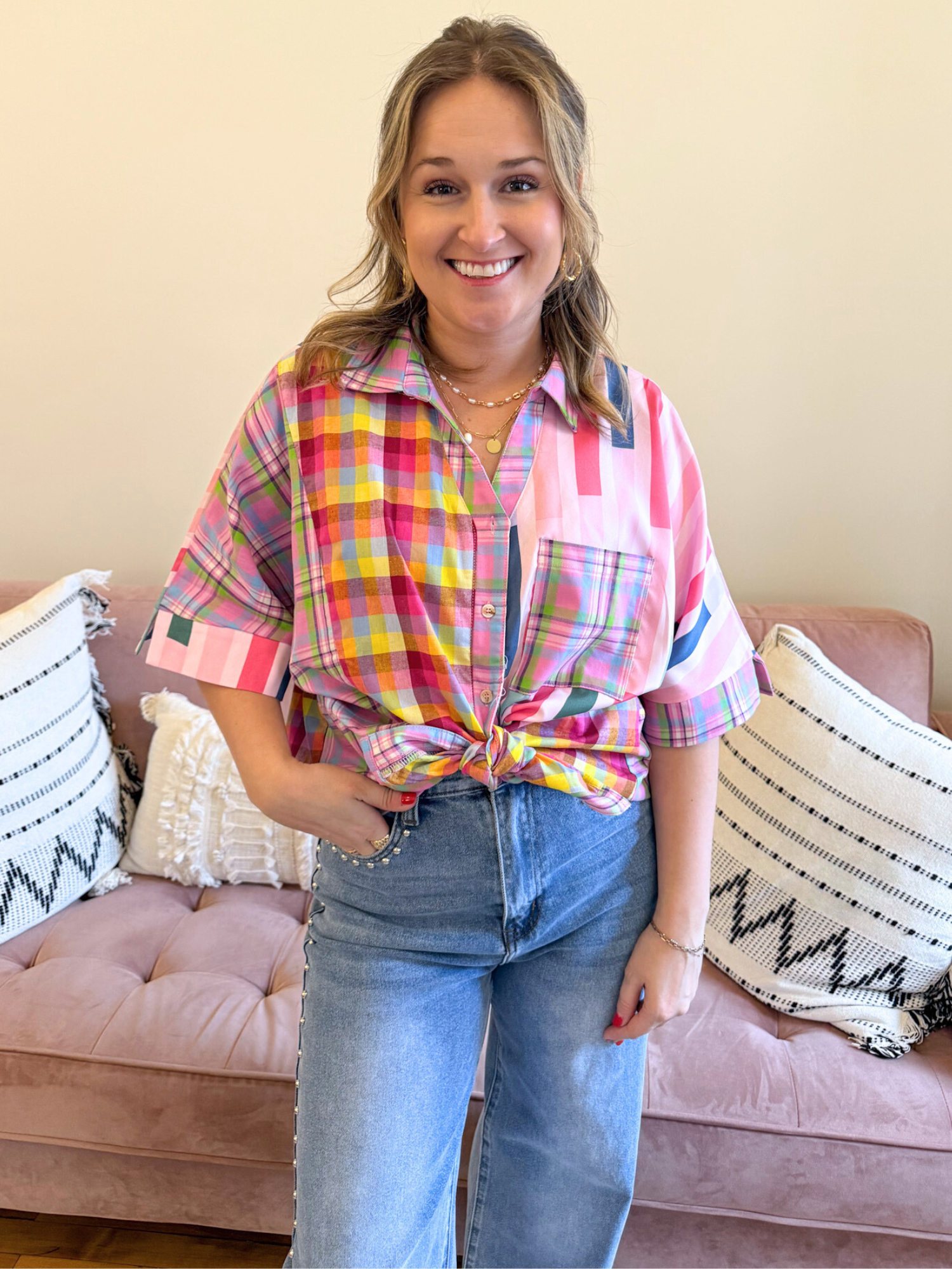 Billie Mix & Match Plaid Blouse - The Collective Rose