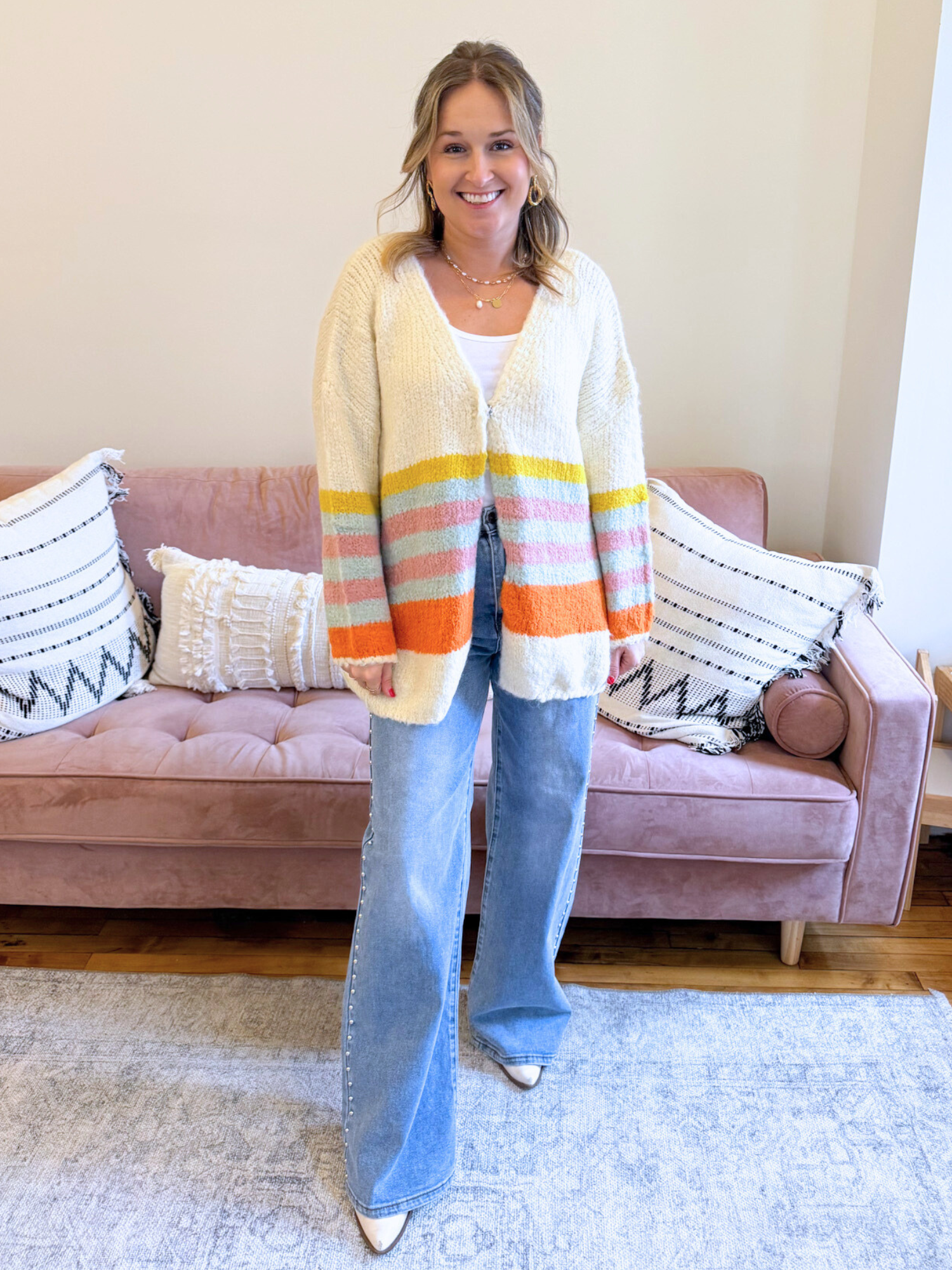 Emilie Striped Cardigan - The Collective Rose