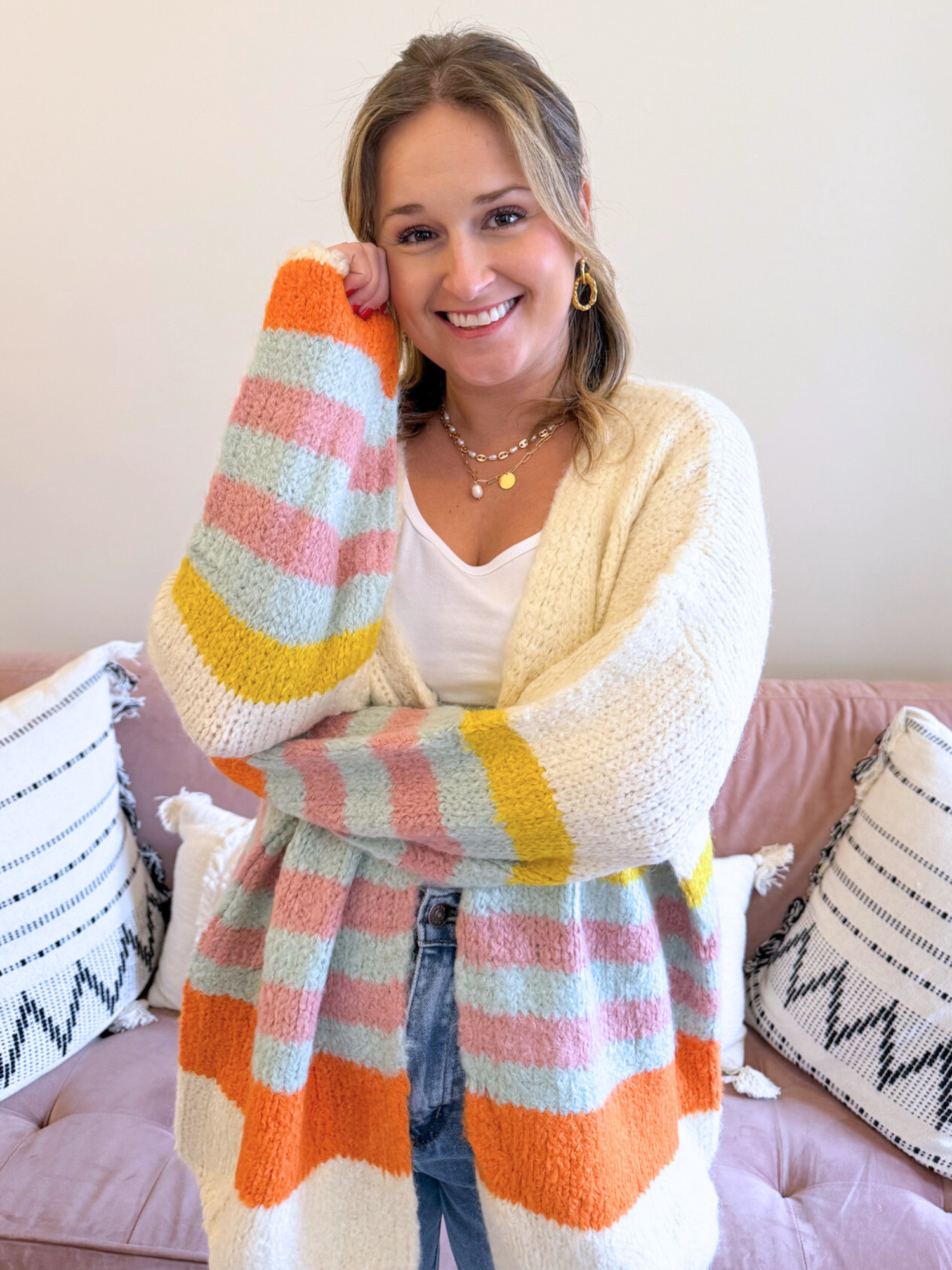 Emilie Striped Cardigan - The Collective Rose
