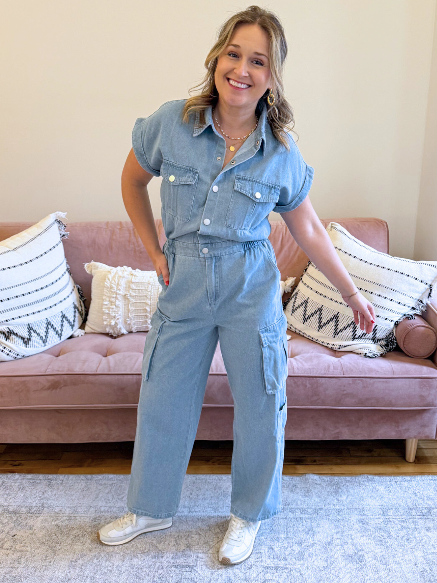 Wyatt Denim Cargo Jumpsuit - The Collective Rose