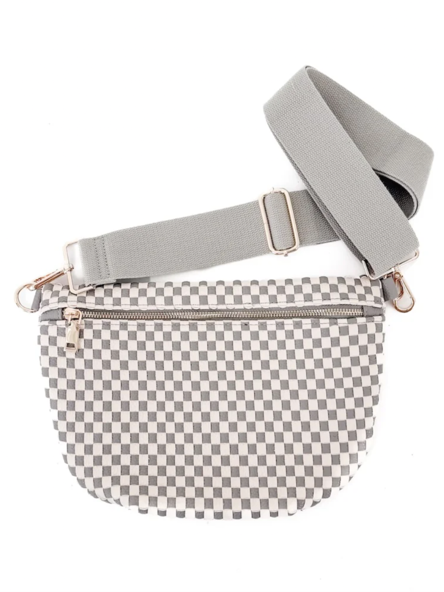 Westlyn Woven Bum Bag - Checkered Gray - The Collective Rose