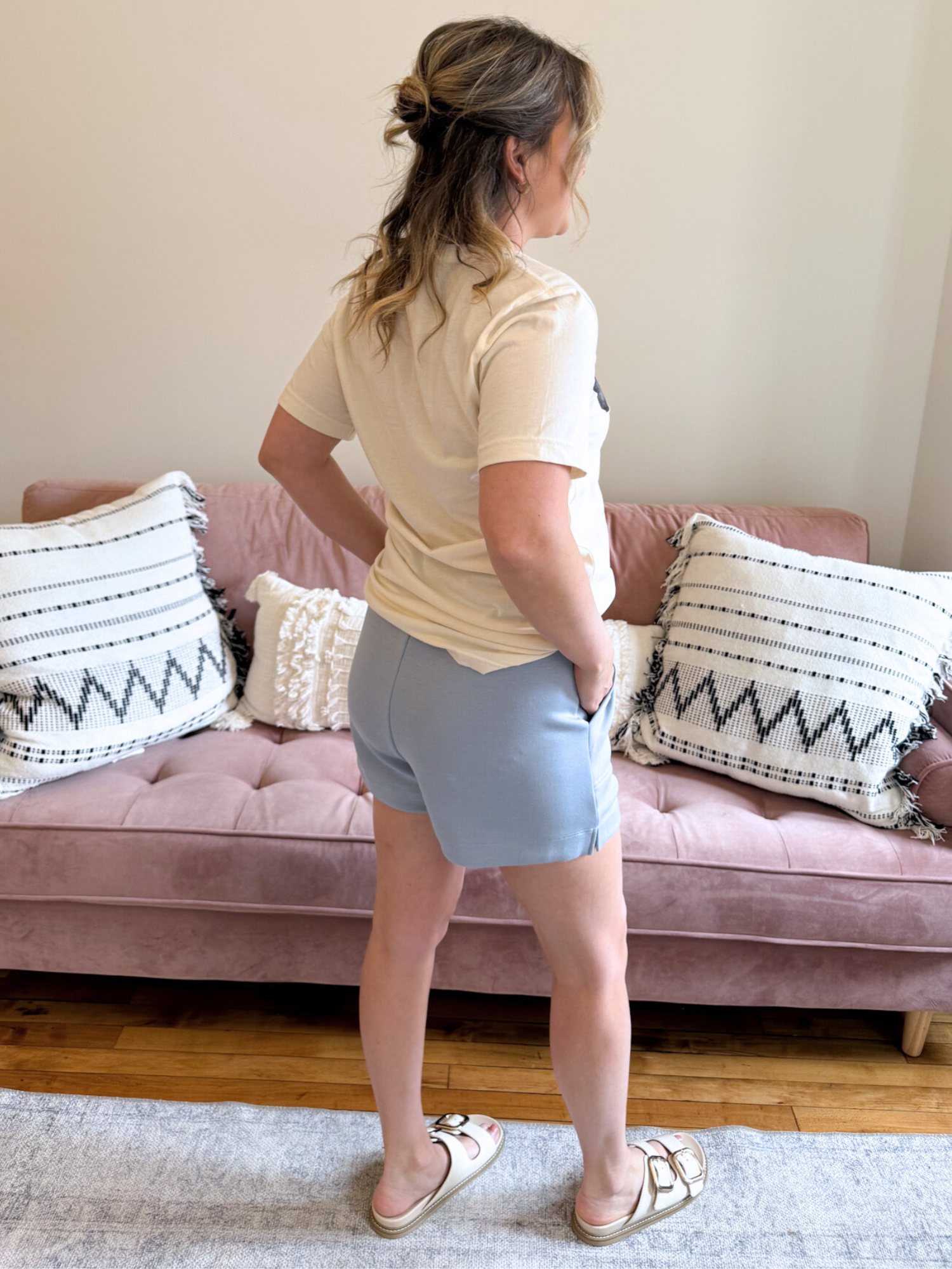 Joelle Lounge Shorts - Salted Blue - The Collective Rose