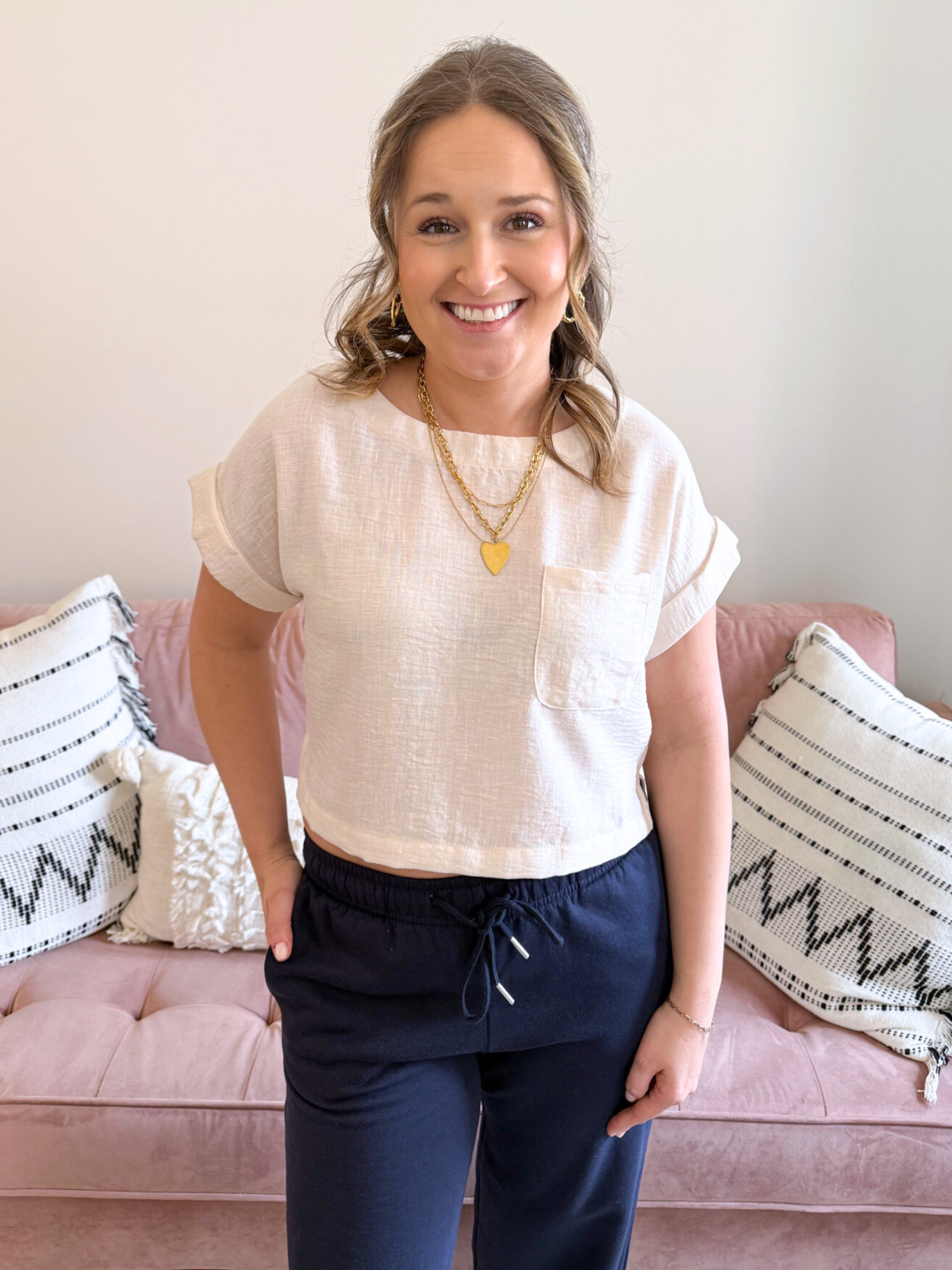 Anna Maria Short Sleeve Top - Taupe - The Collective Rose