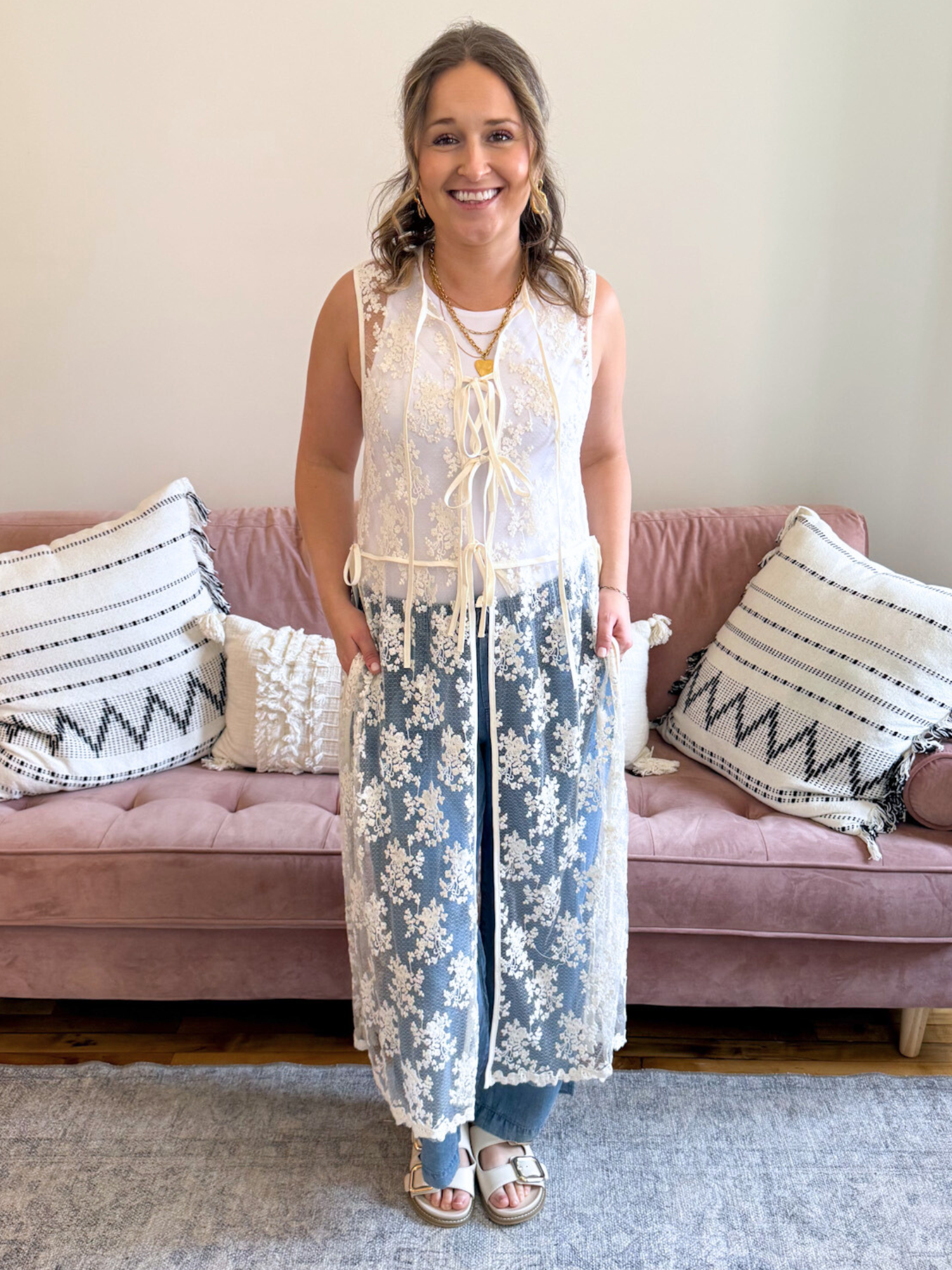 Tinsley Lace Maxi Vest - The Collective Rose