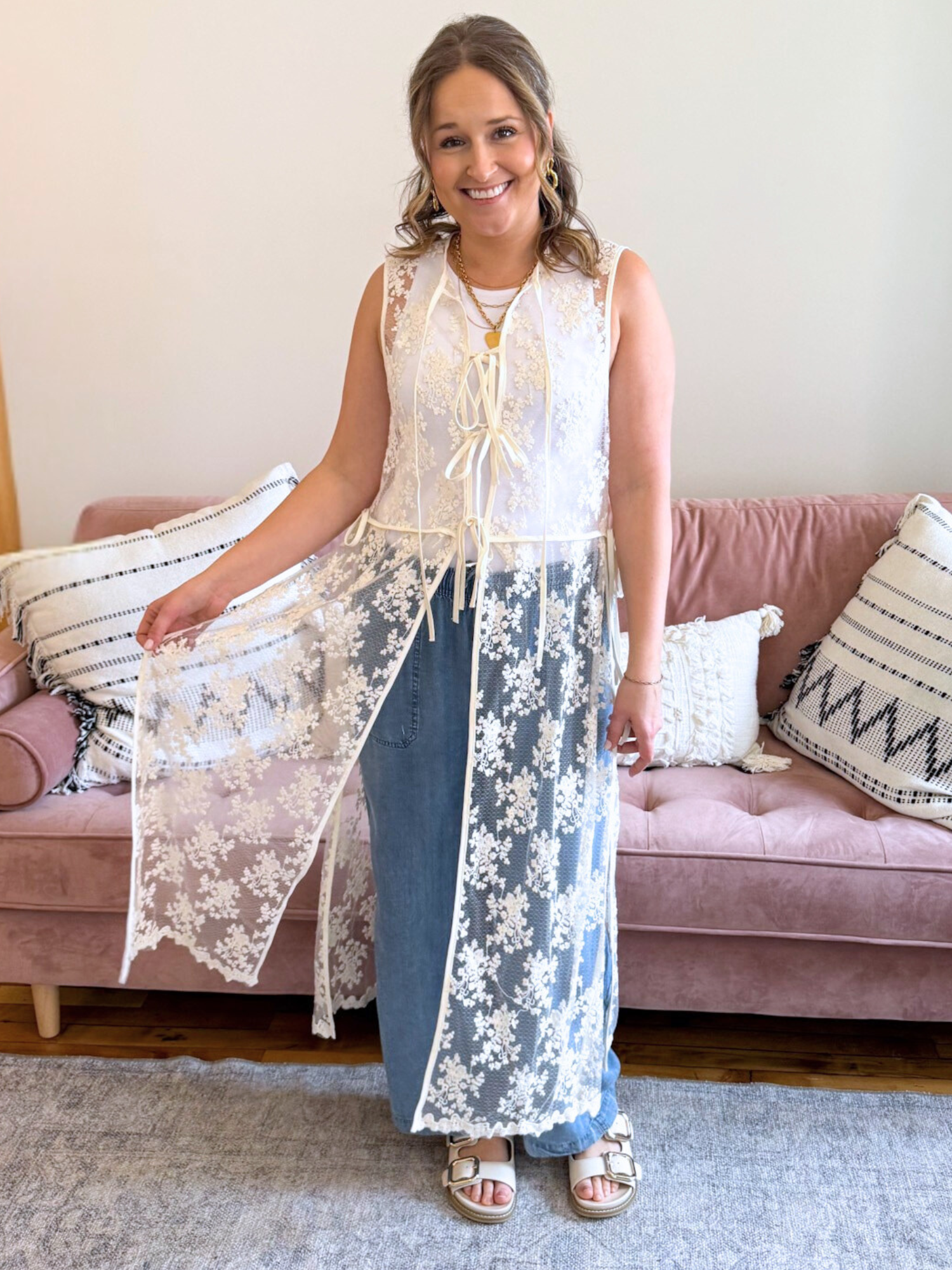 Tinsley Lace Maxi Vest - The Collective Rose