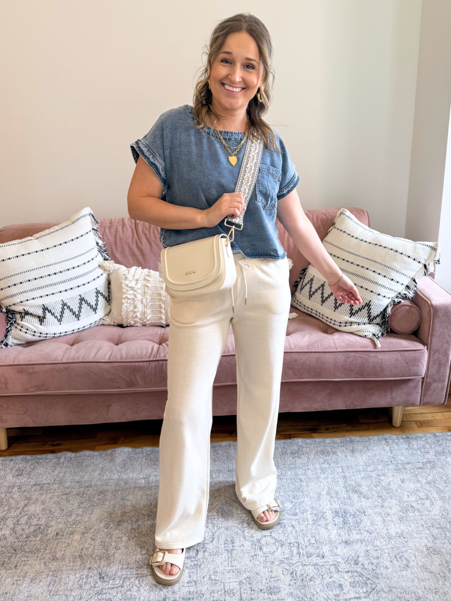 Reagan French Terry Pants - Beige - The Collective Rose