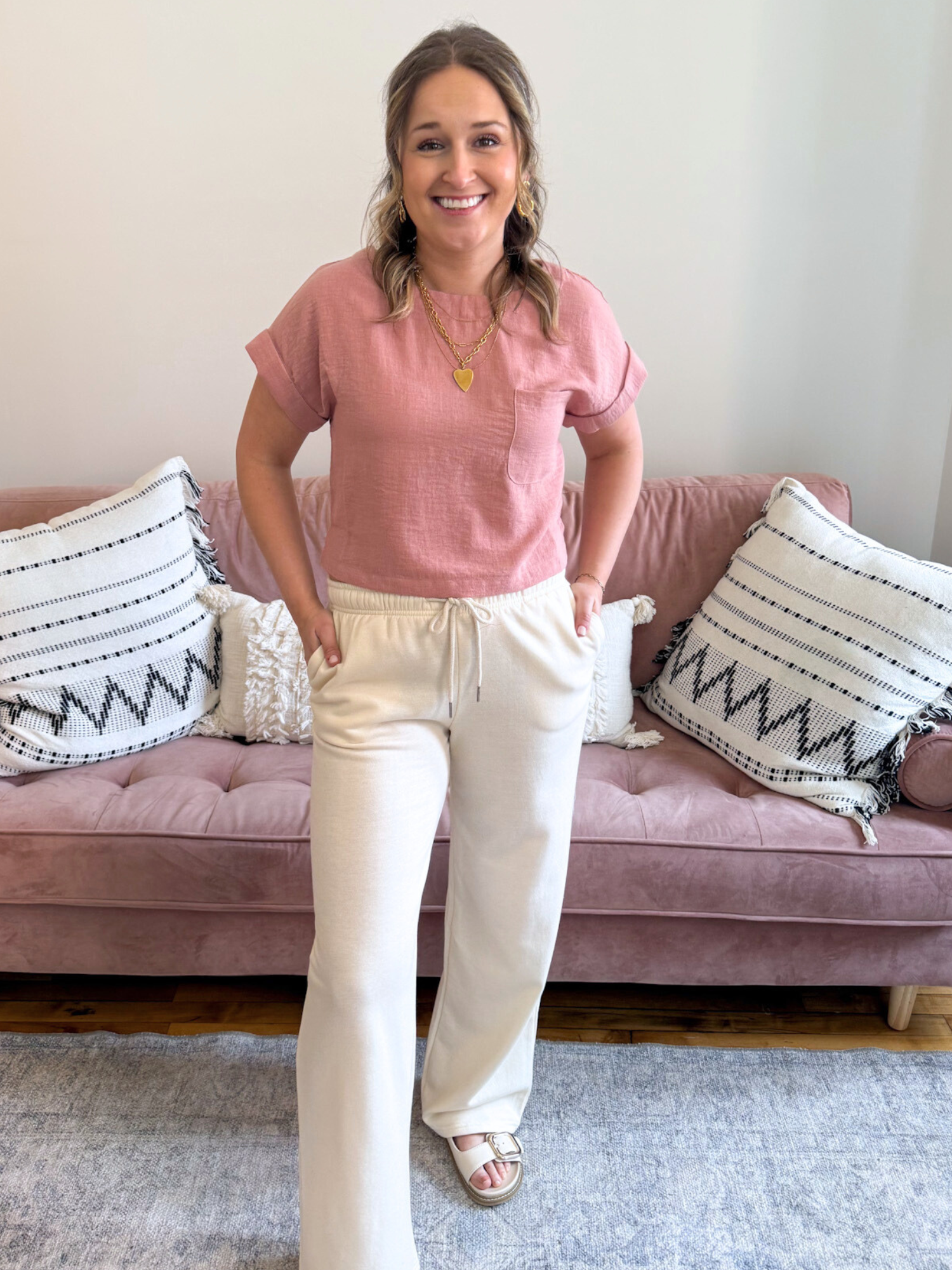 Anna Maria Short Sleeve Top - Dusty Rose - The Collective Rose