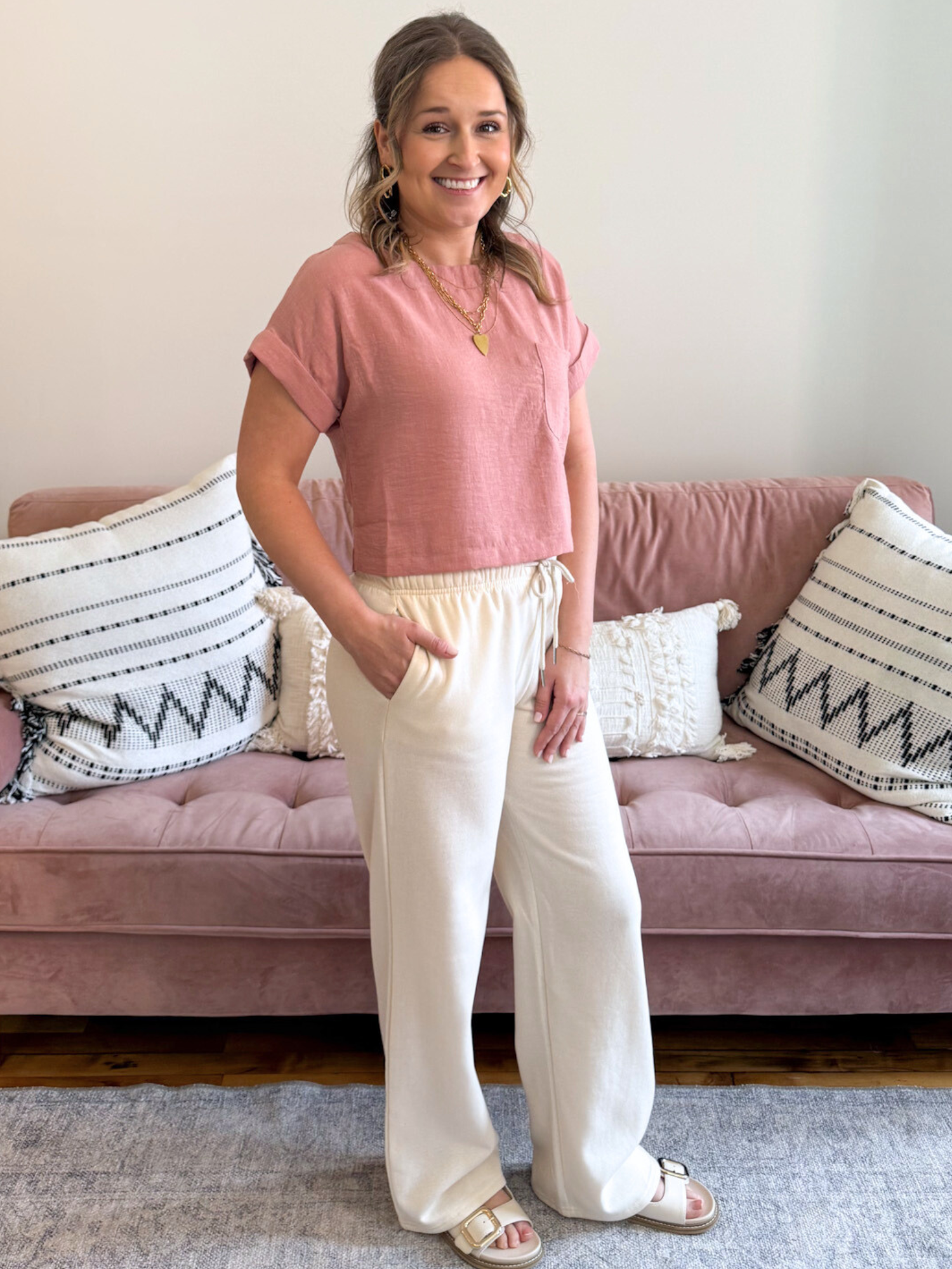 Anna Maria Short Sleeve Top - Dusty Rose - The Collective Rose