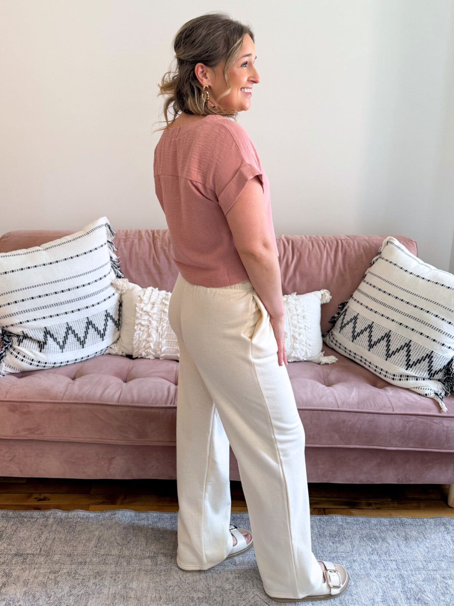 Anna Maria Short Sleeve Top - Dusty Rose - The Collective Rose