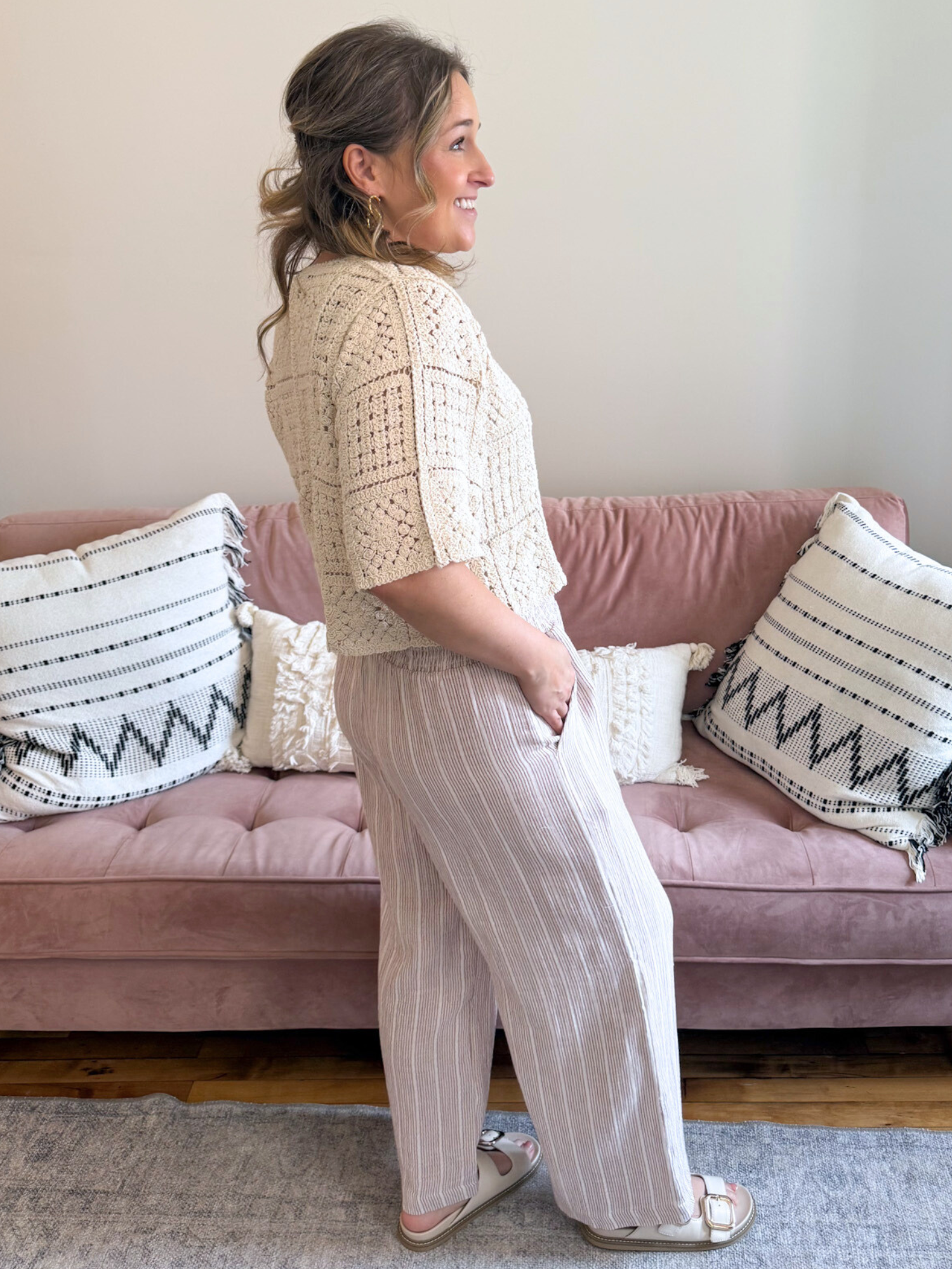 Amber Pinstriped Wide Leg Pants - The Collective Rose