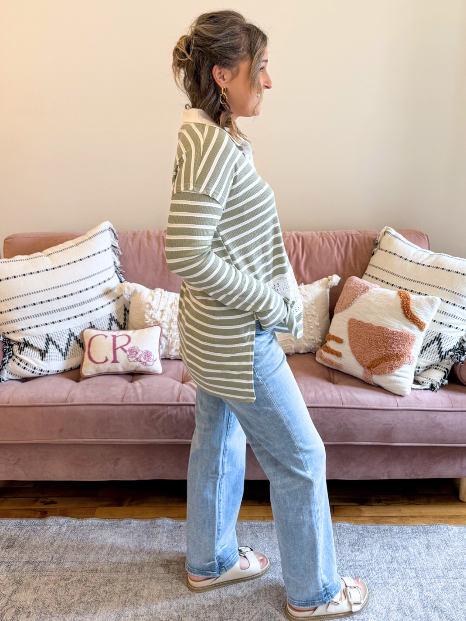 Kellie Striped Lace Top - The Collective Rose