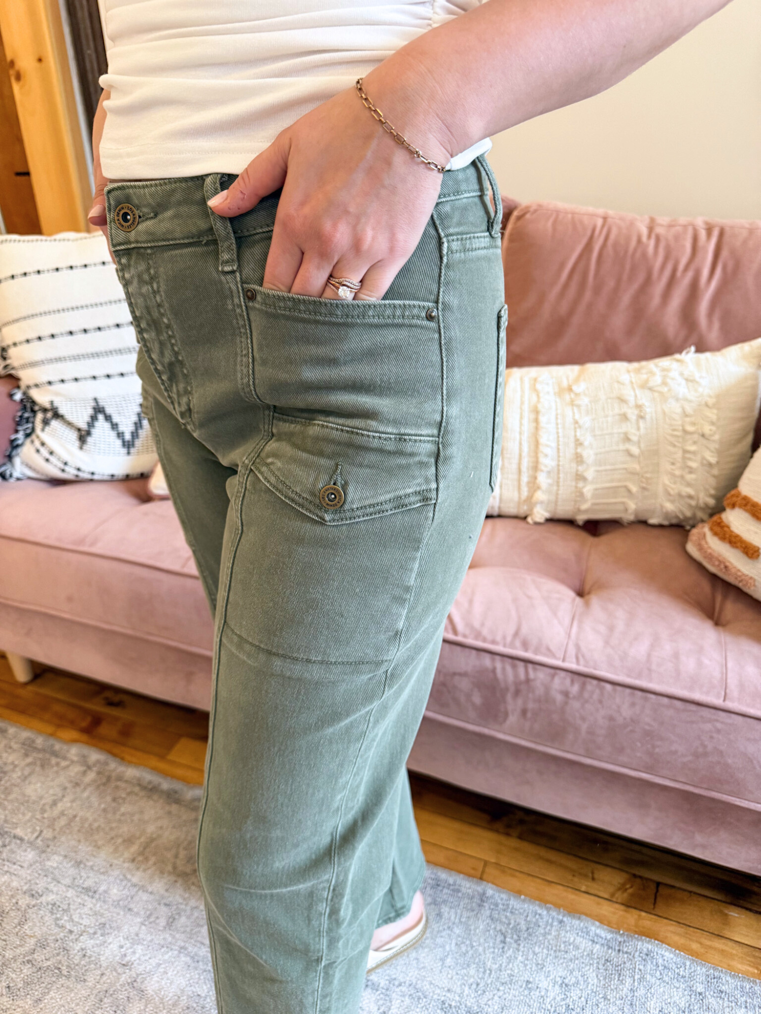 High Rise Tapered Cargo Jeans - The Collective Rose
