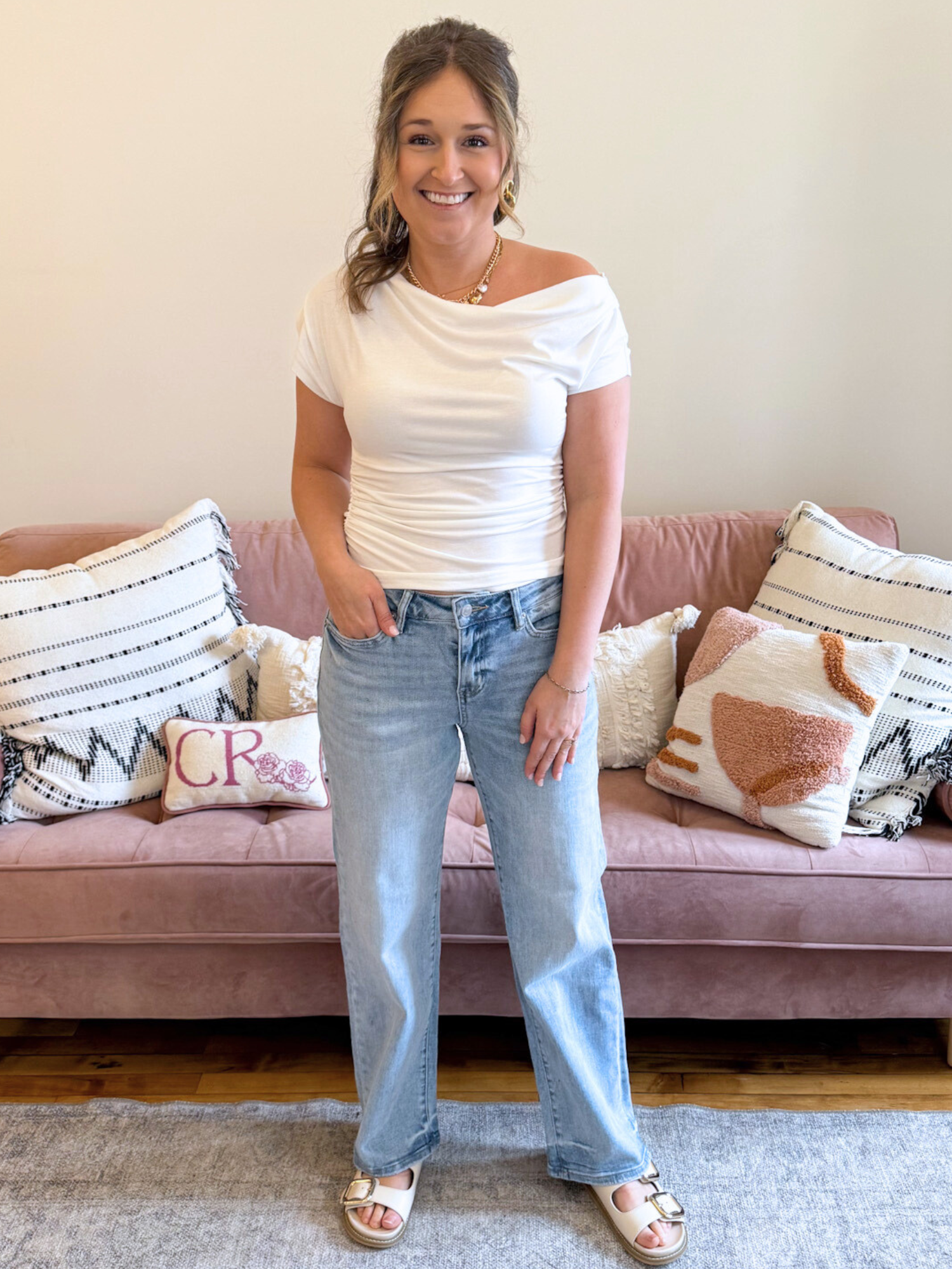 Mid Rise Straight Leg Jeans - The Collective Rose
