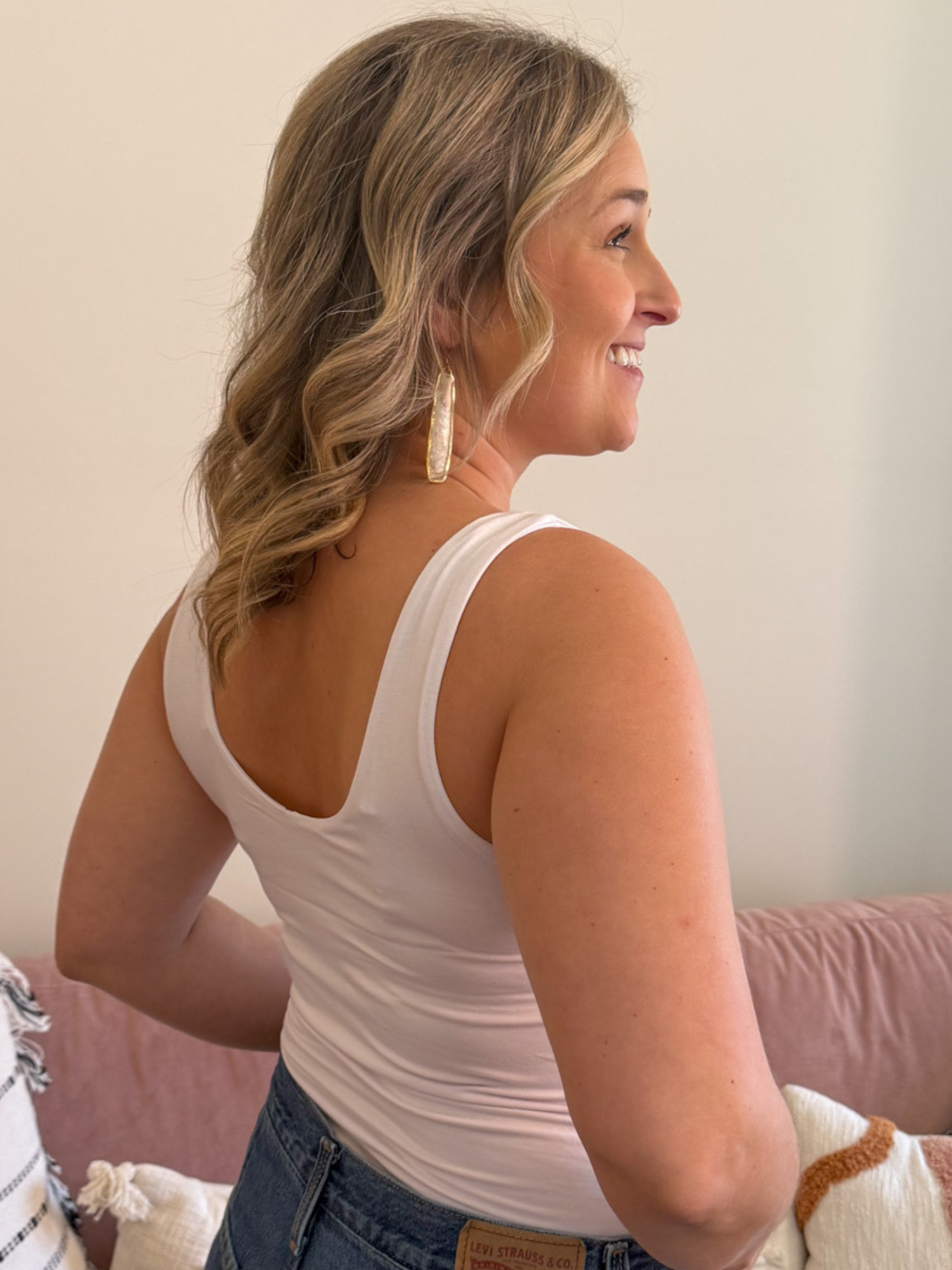 Scoop Neck Everyday Tank - White - The Collective Rose