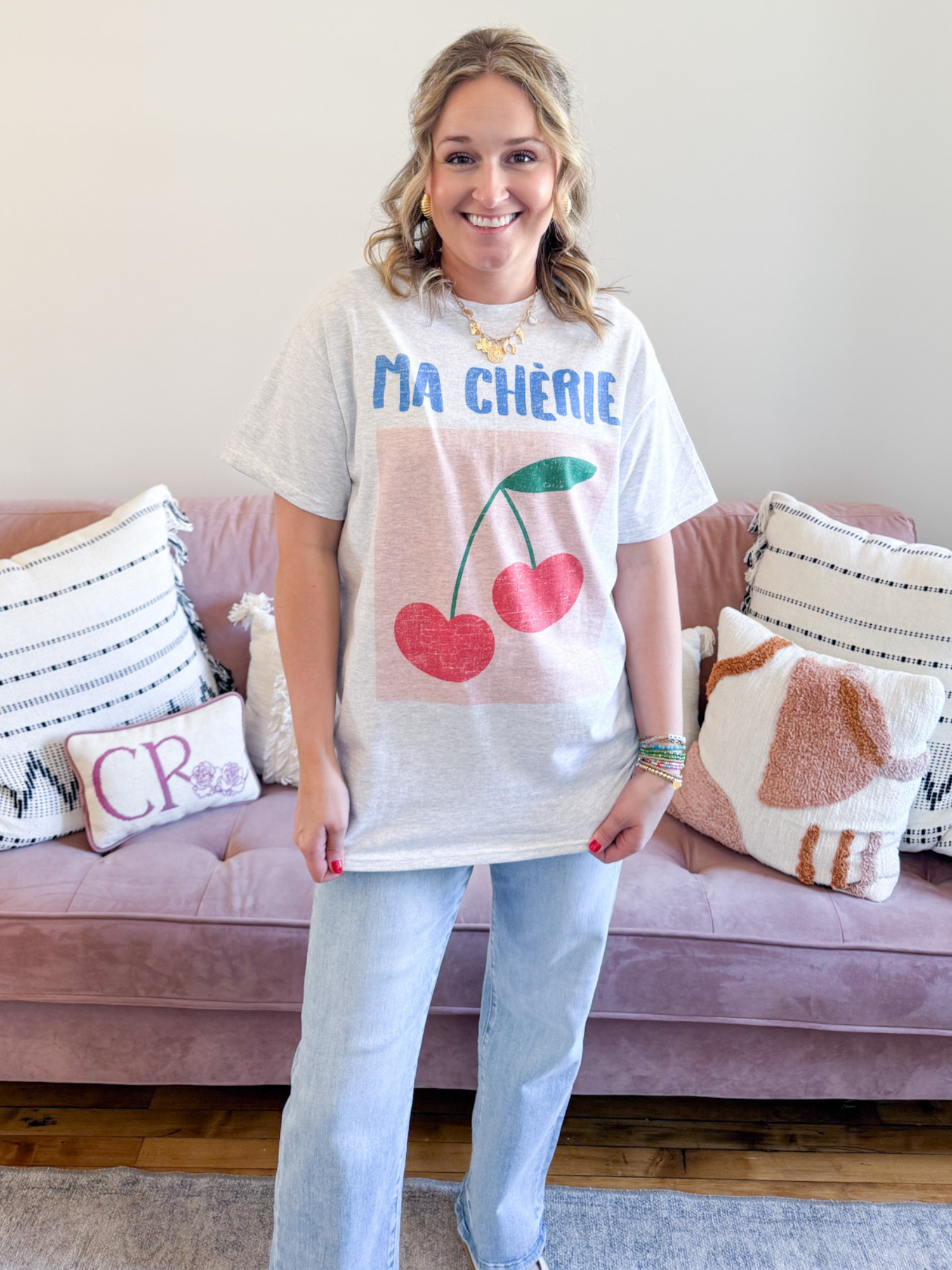 Ma Cherie Oversized Graphic Tee - The Collective Rose