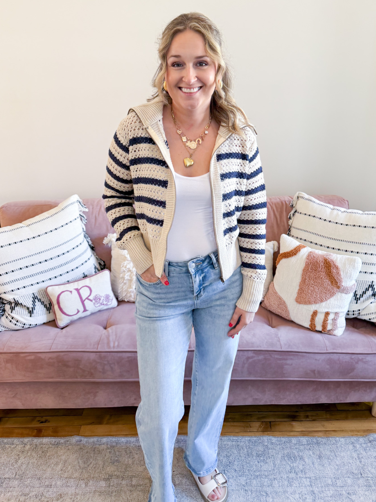 Sutton Striped Knit Jacket - The Collective Rose