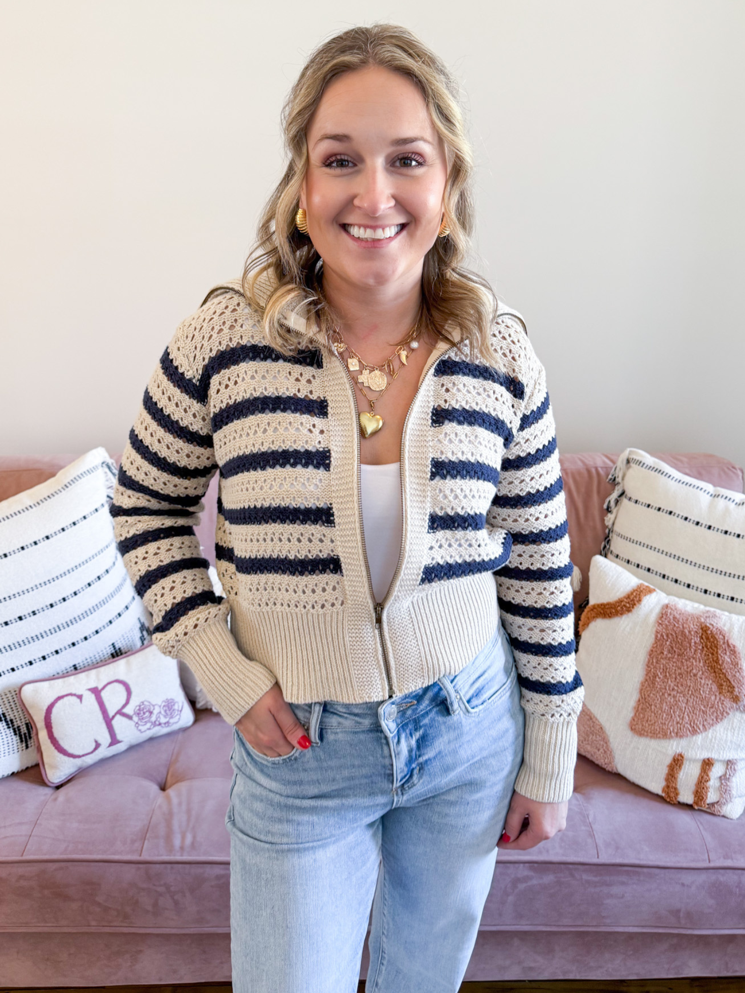 Sutton Striped Knit Jacket - The Collective Rose