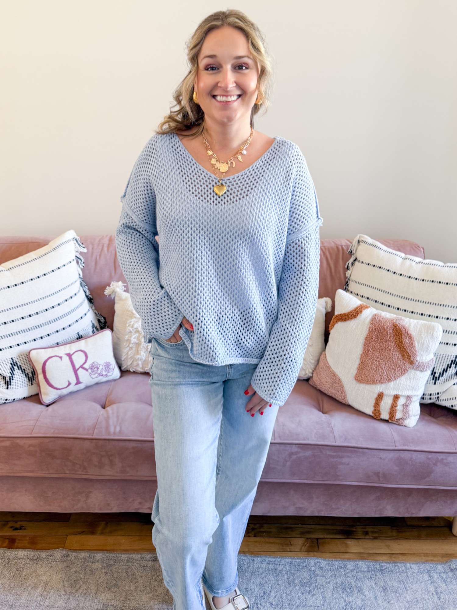 Joanna Knit Sweater - Blue - The Collective Rose