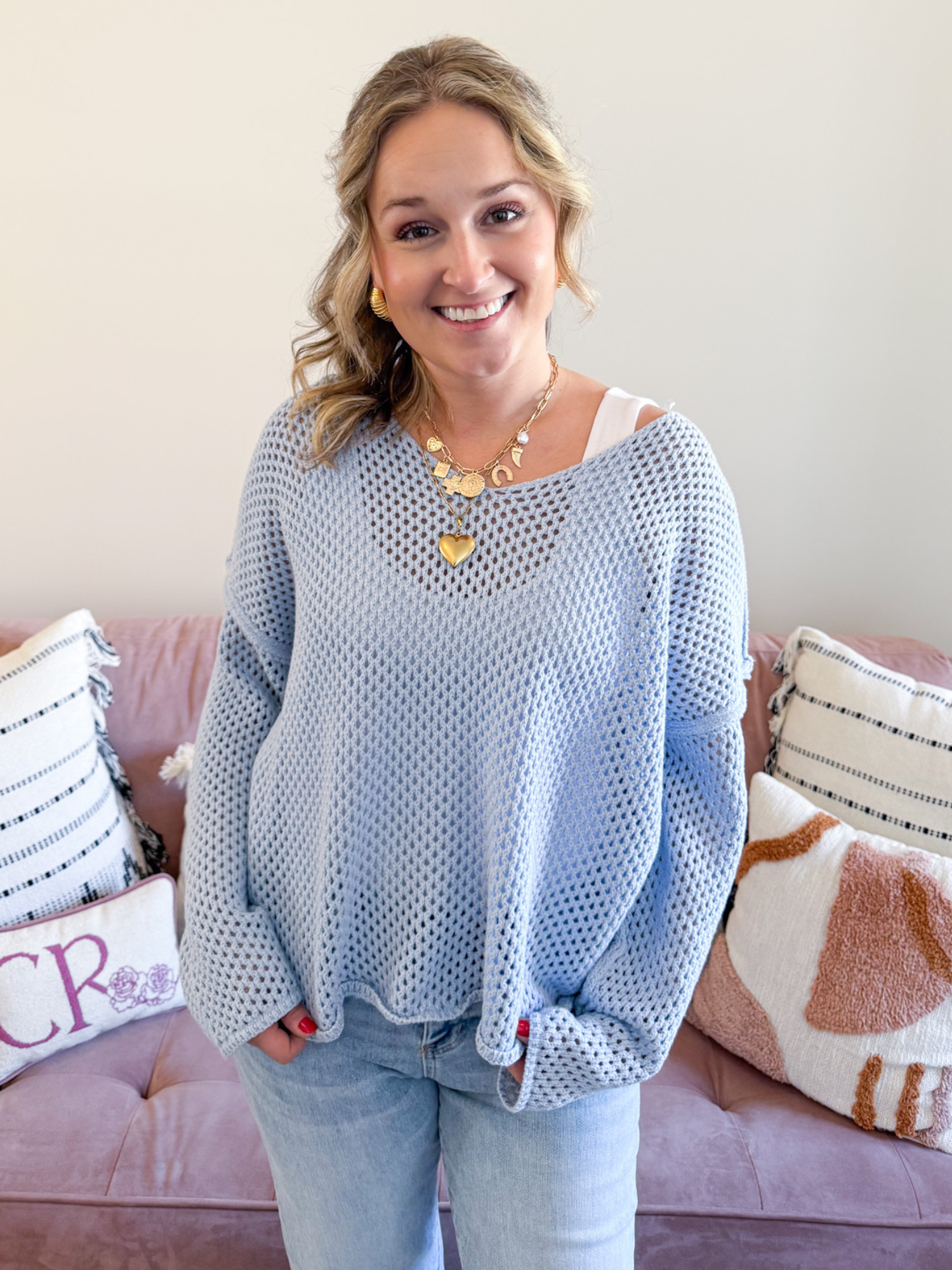 Joanna Knit Sweater - Blue - The Collective Rose