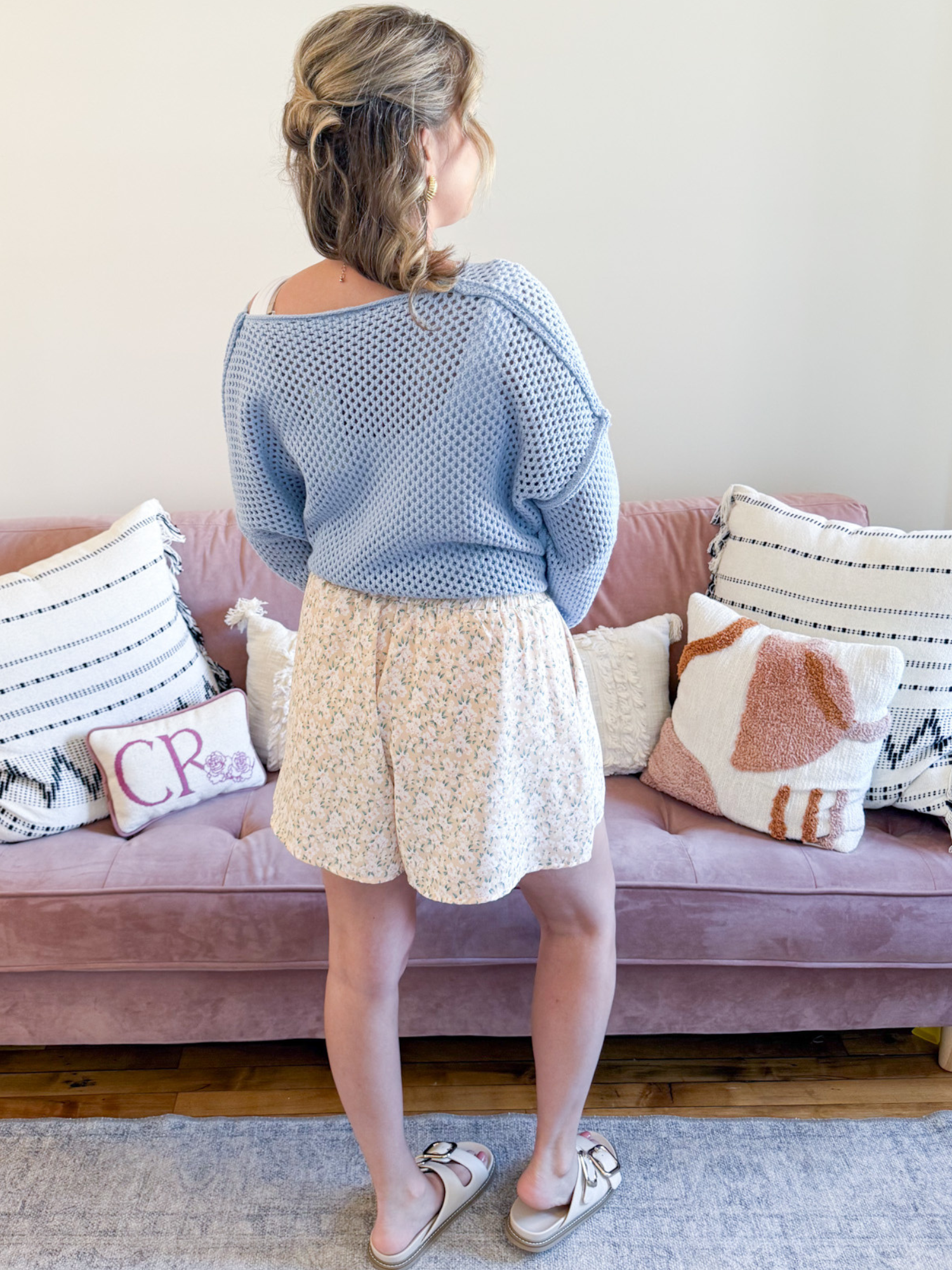 Rue Floral Shorts - Peach - The Collective Rose