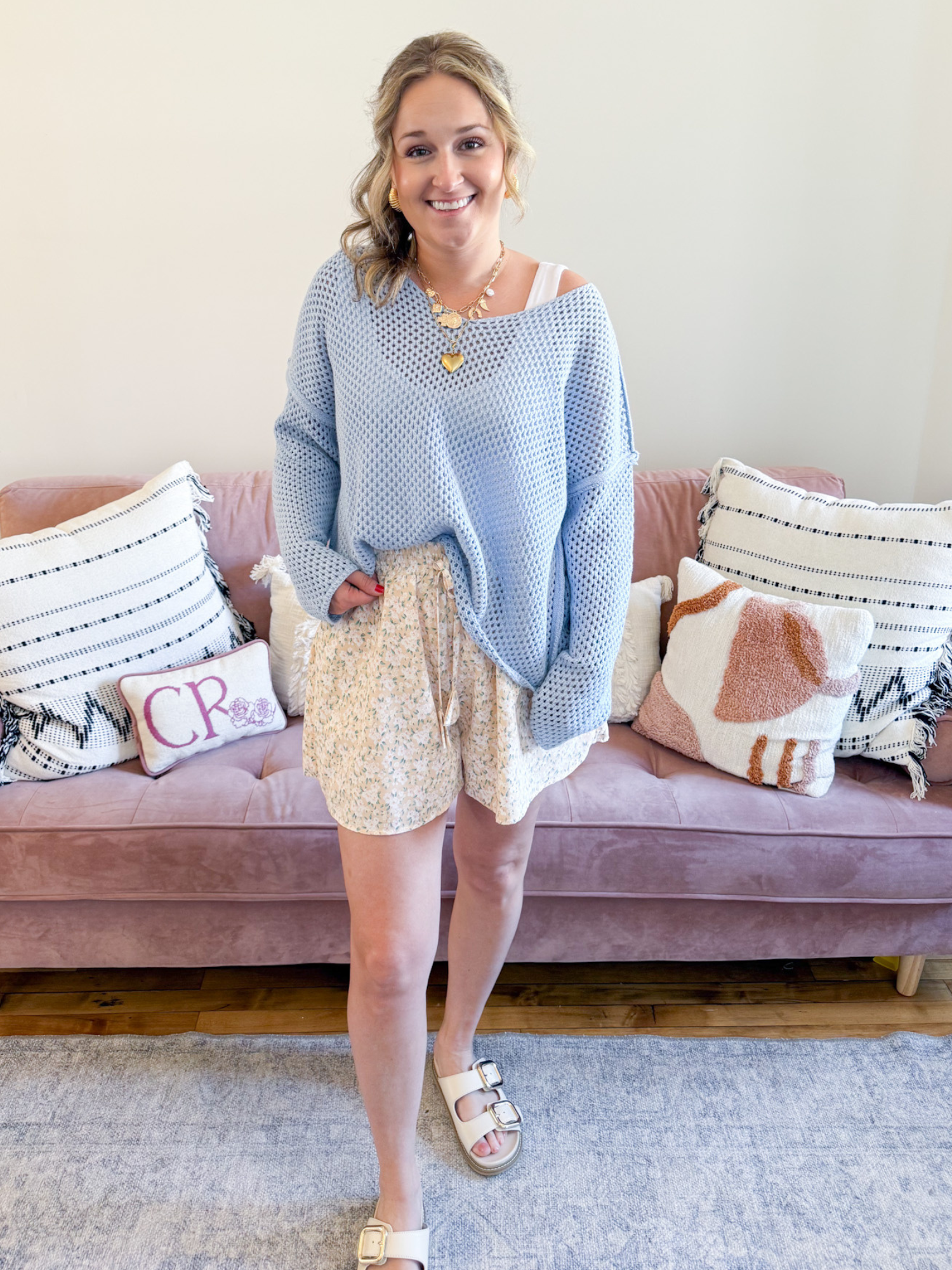 Rue Floral Shorts - Peach - The Collective Rose