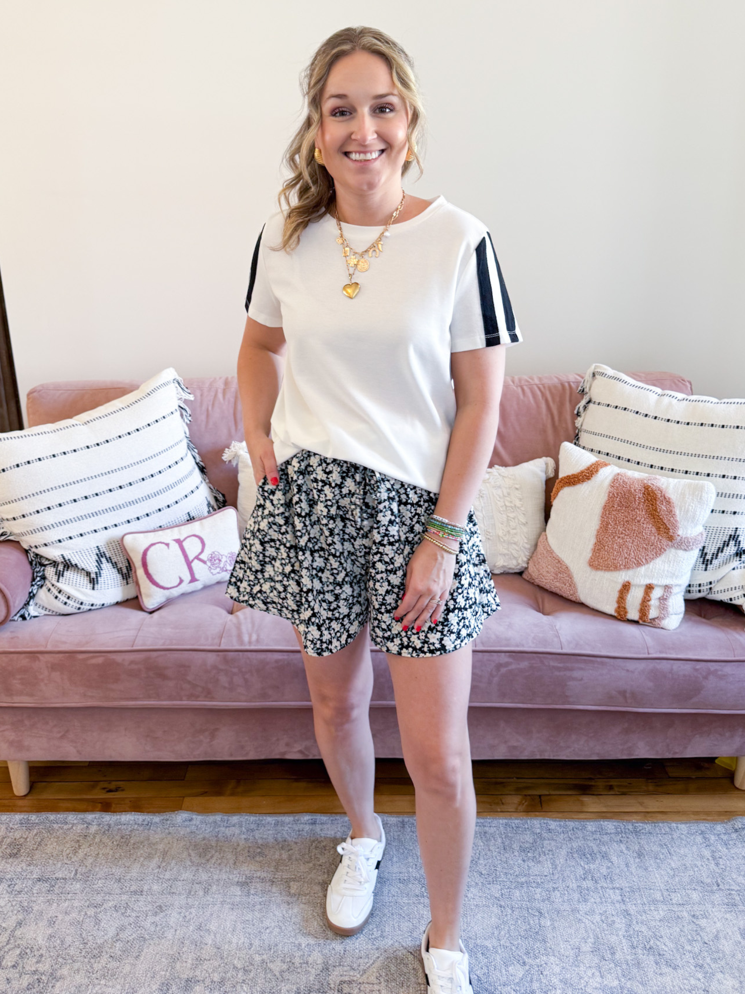 Tennis Stripe Short Sleeve Top - The Collective Rose