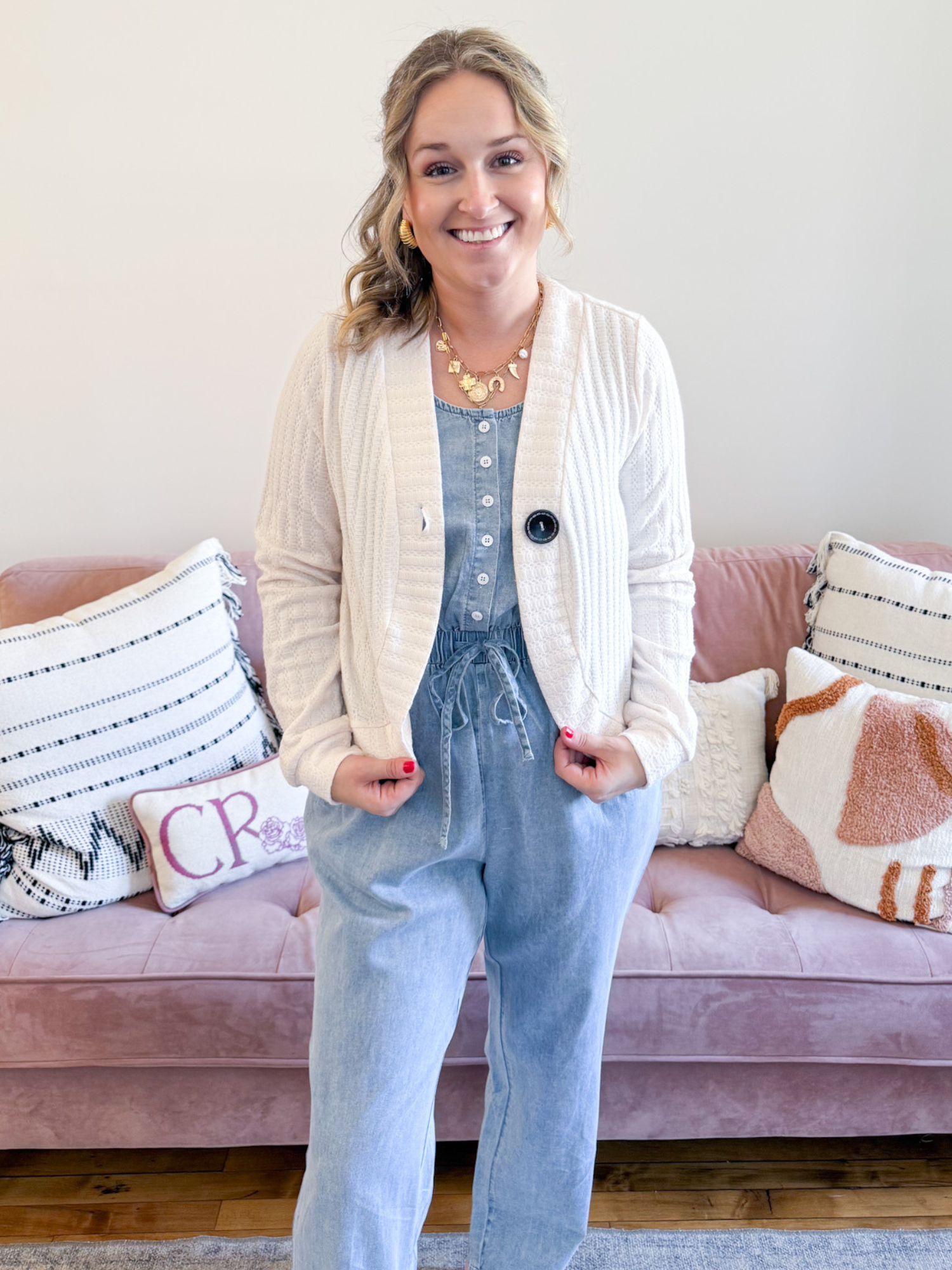 Gia Button Front Cardigan - The Collective Rose