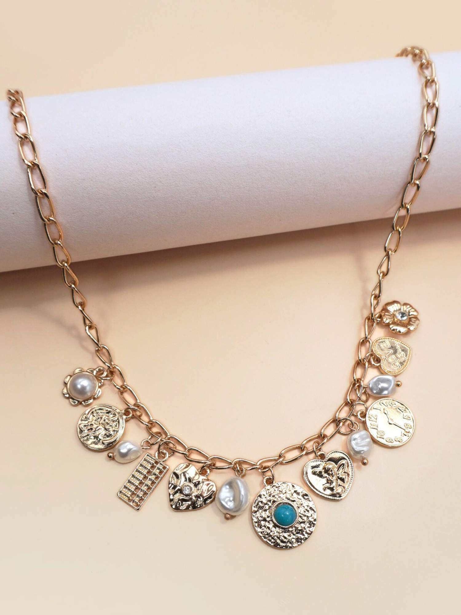 Turquoise Coin Charm Necklace