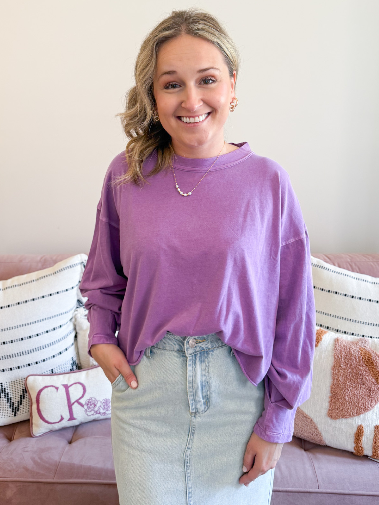 Tess Oversized Long Sleeve - The Collective Rose