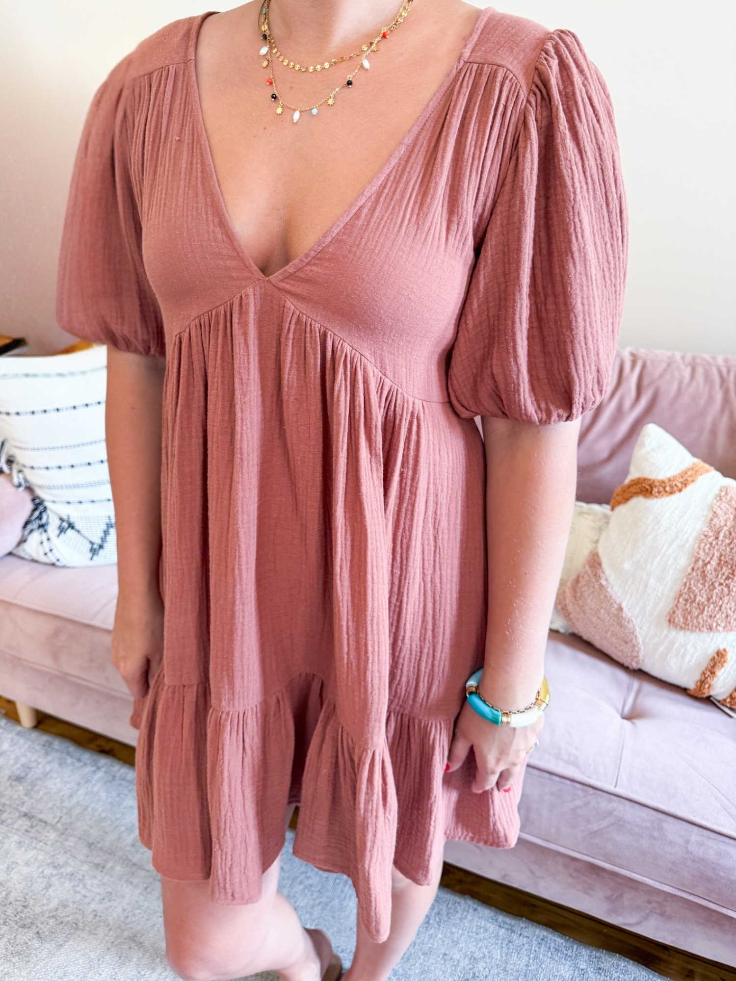 Penny Gauze Mini Dress - The Collective Rose