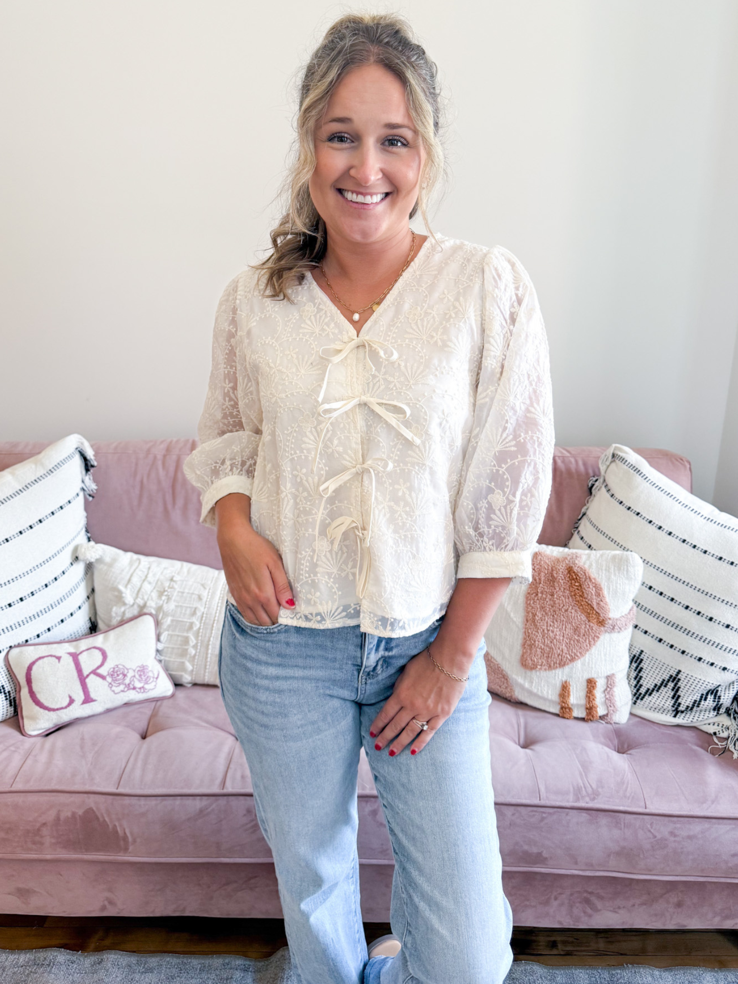 Kalista Front Tie Blouse - The Collective Rose
