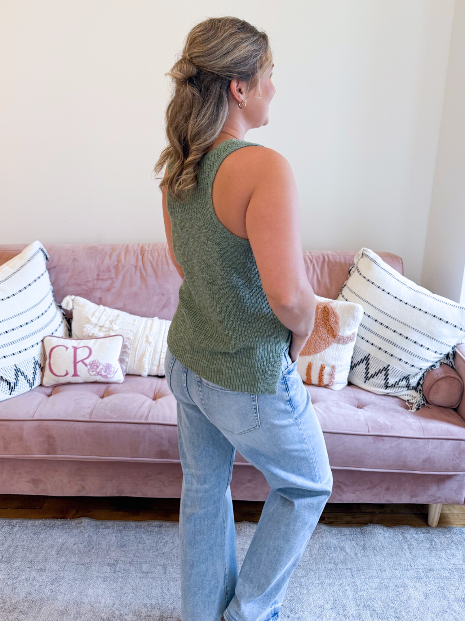Marla Sweater Tank Top - Spruce - The Collective Rose