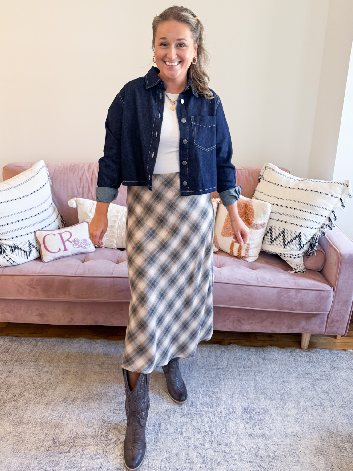Demi Tartan Plaid Midi Skirt - The Collective Rose
