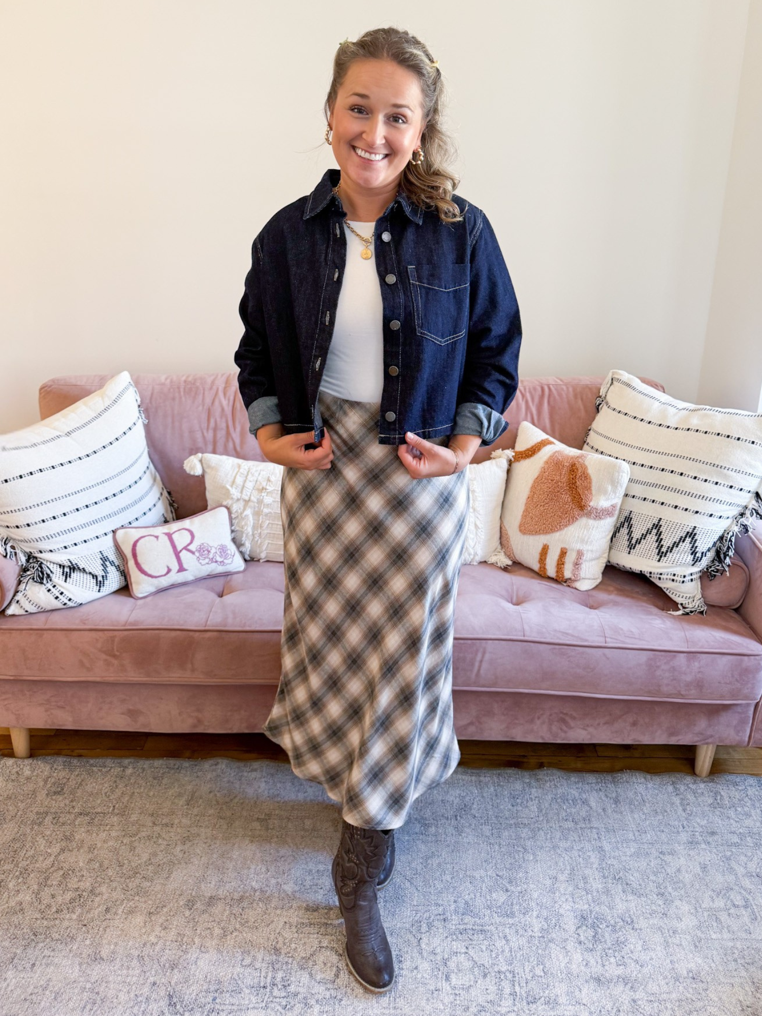 Demi Tartan Plaid Midi Skirt - The Collective Rose