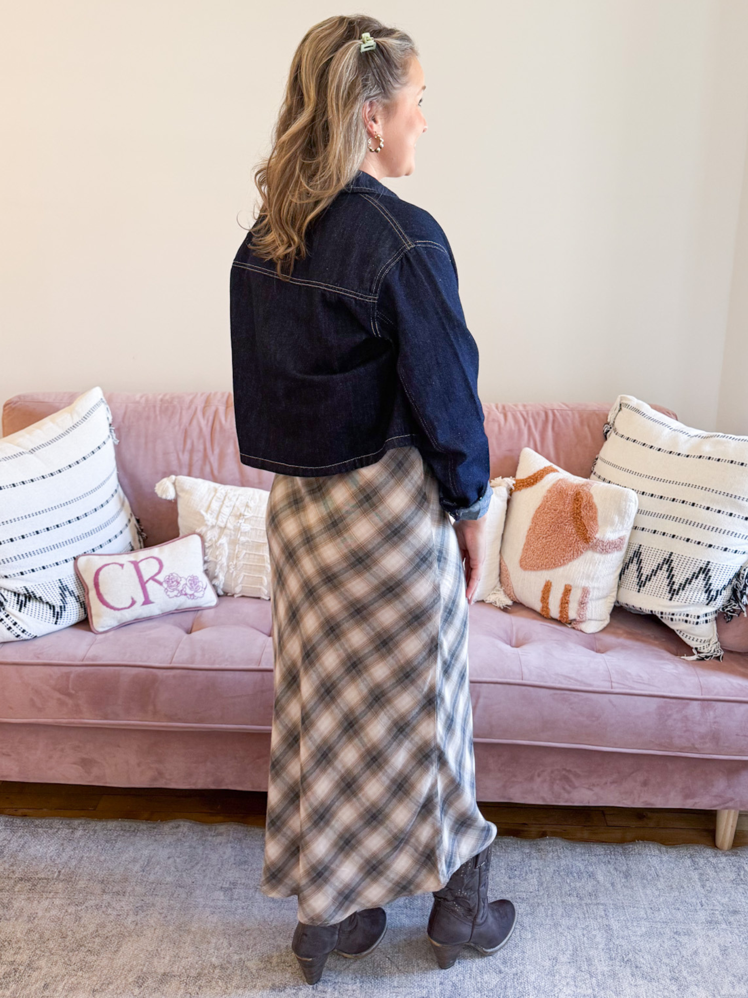 Demi Tartan Plaid Midi Skirt - The Collective Rose