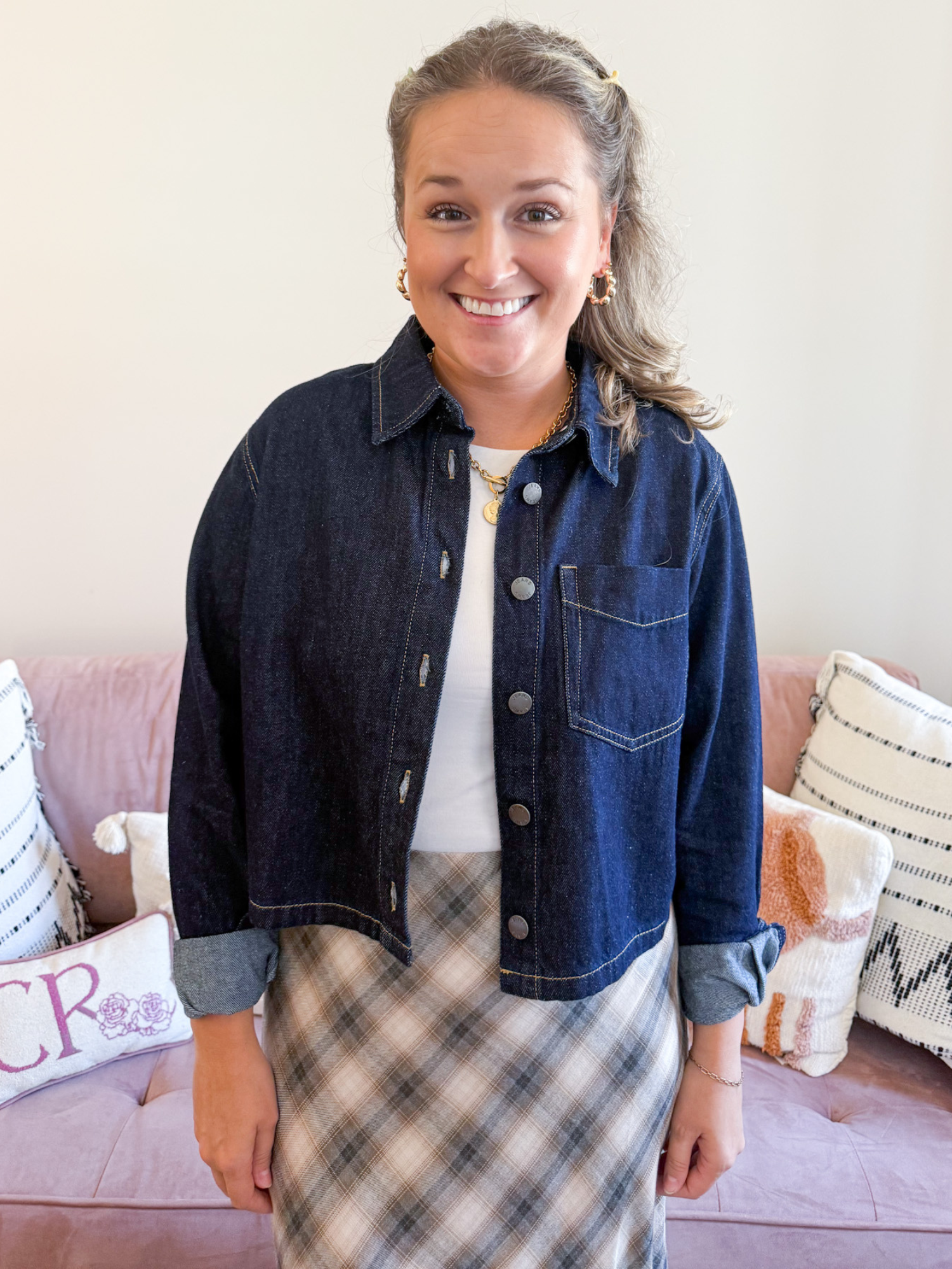 Denver Cropped Denim Shacket - The Collective Rose