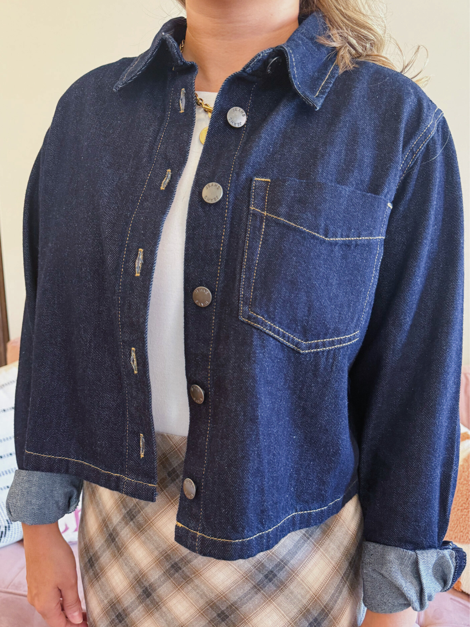 Denver Cropped Denim Shacket - The Collective Rose