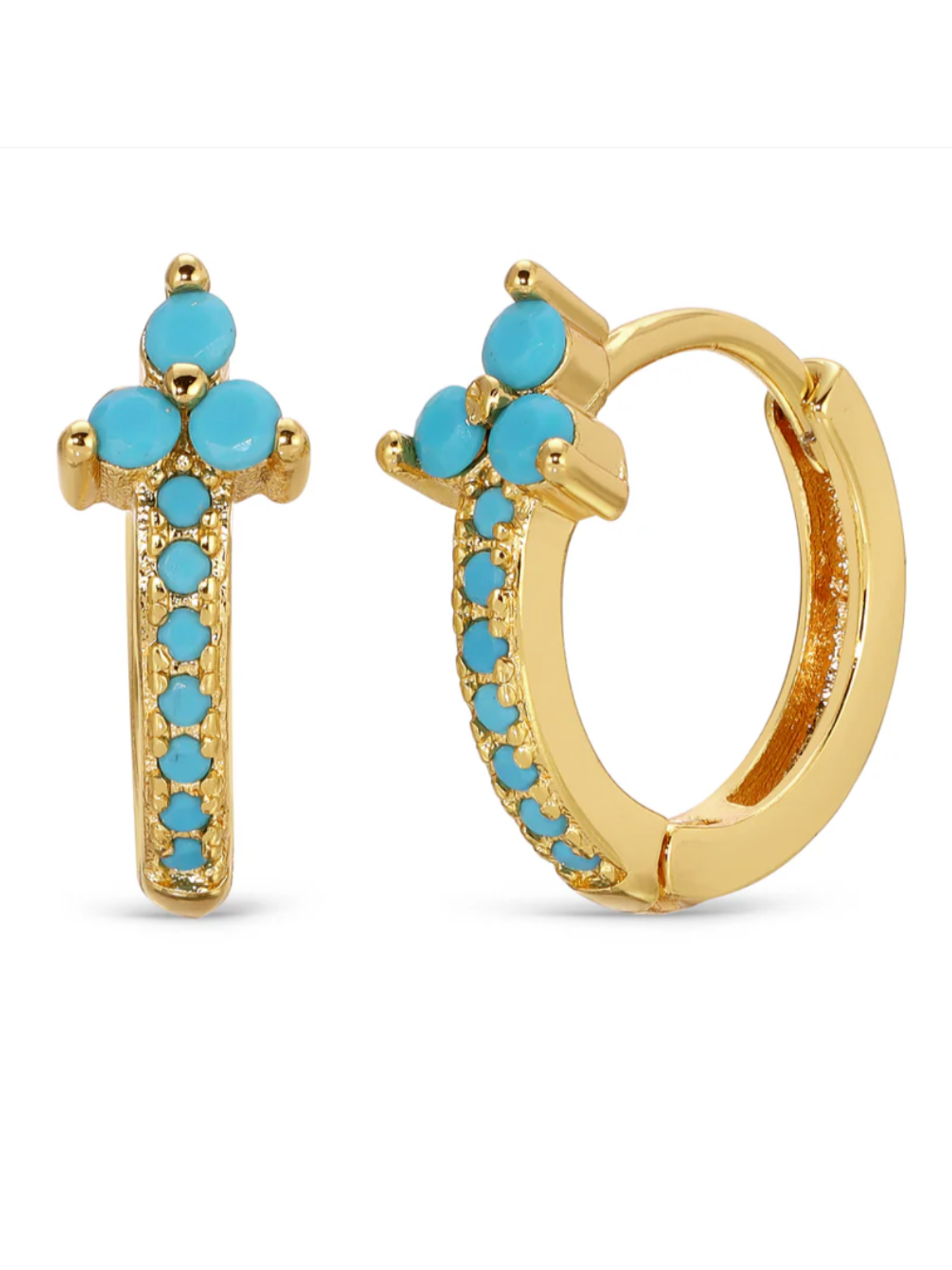 Flora Turquoise Huggie Hoops - The Collective Rose