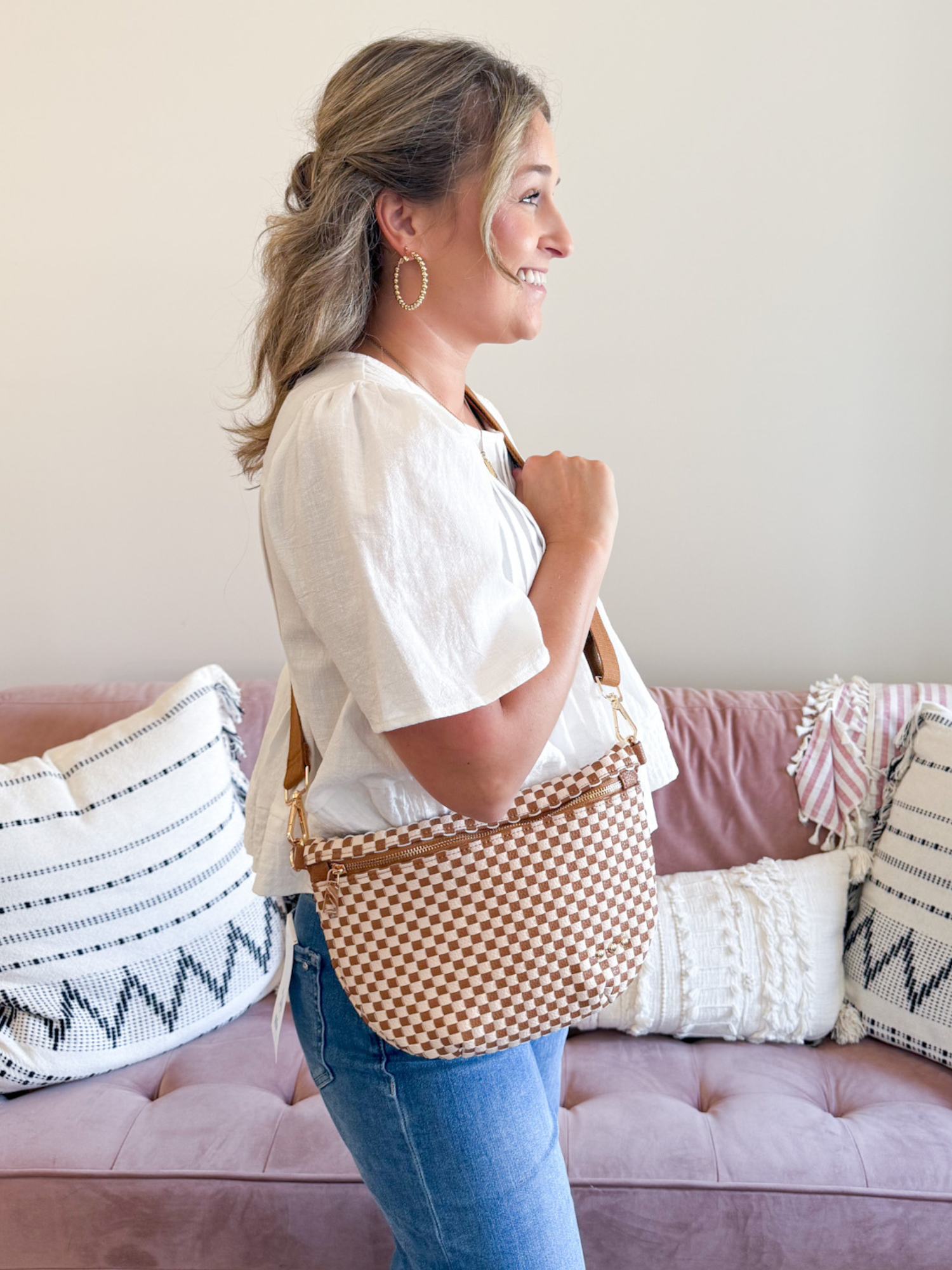 Westlyn Woven Bum Bag - Brown - The Collective Rose